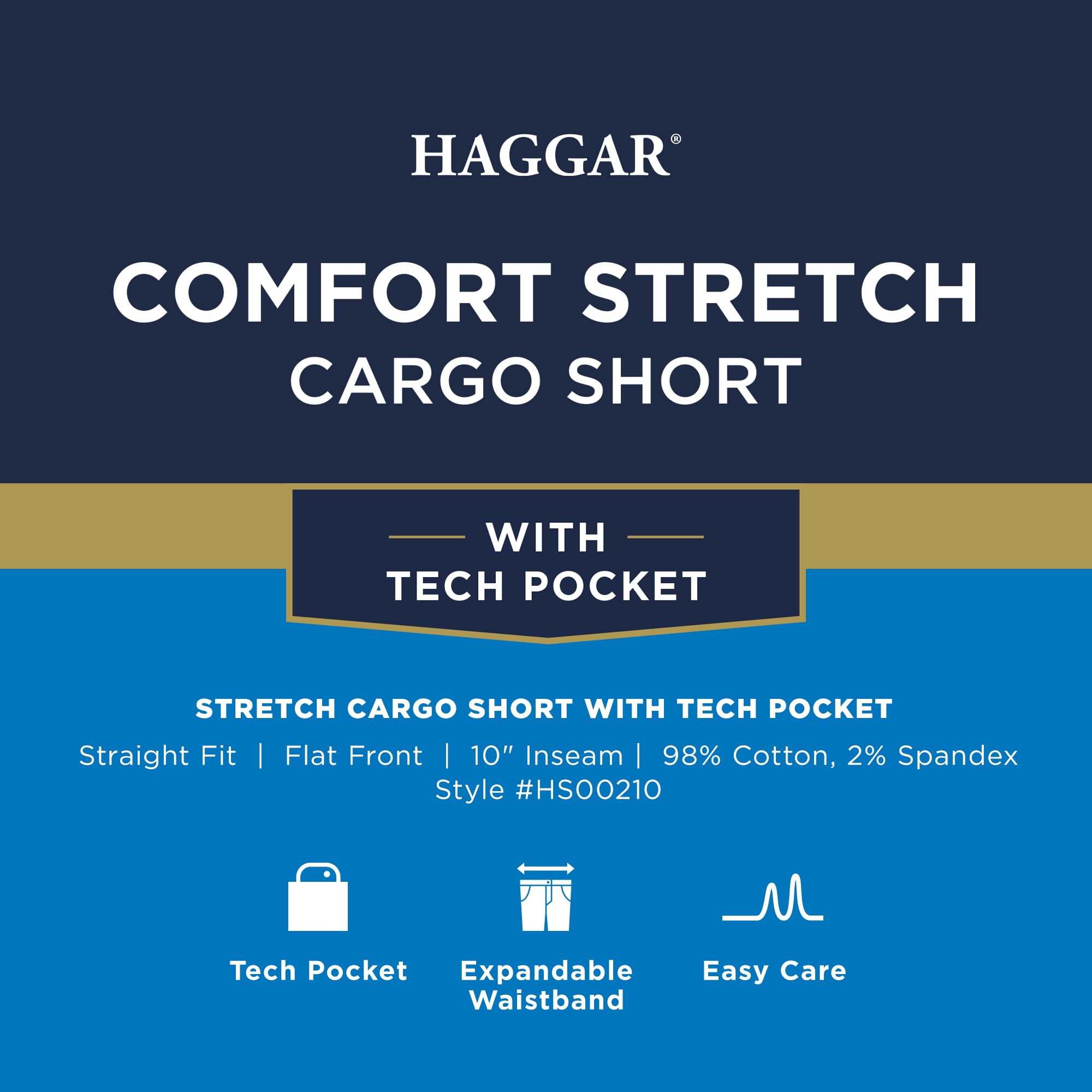 Haggar Men's Comfort Cargo Utility Shorts - Stretch Fabric, Multiple Pockets (Regular & Big Tall Sizes) | Casual Wear, Outdoor Activities, Travel & Summer Fashion