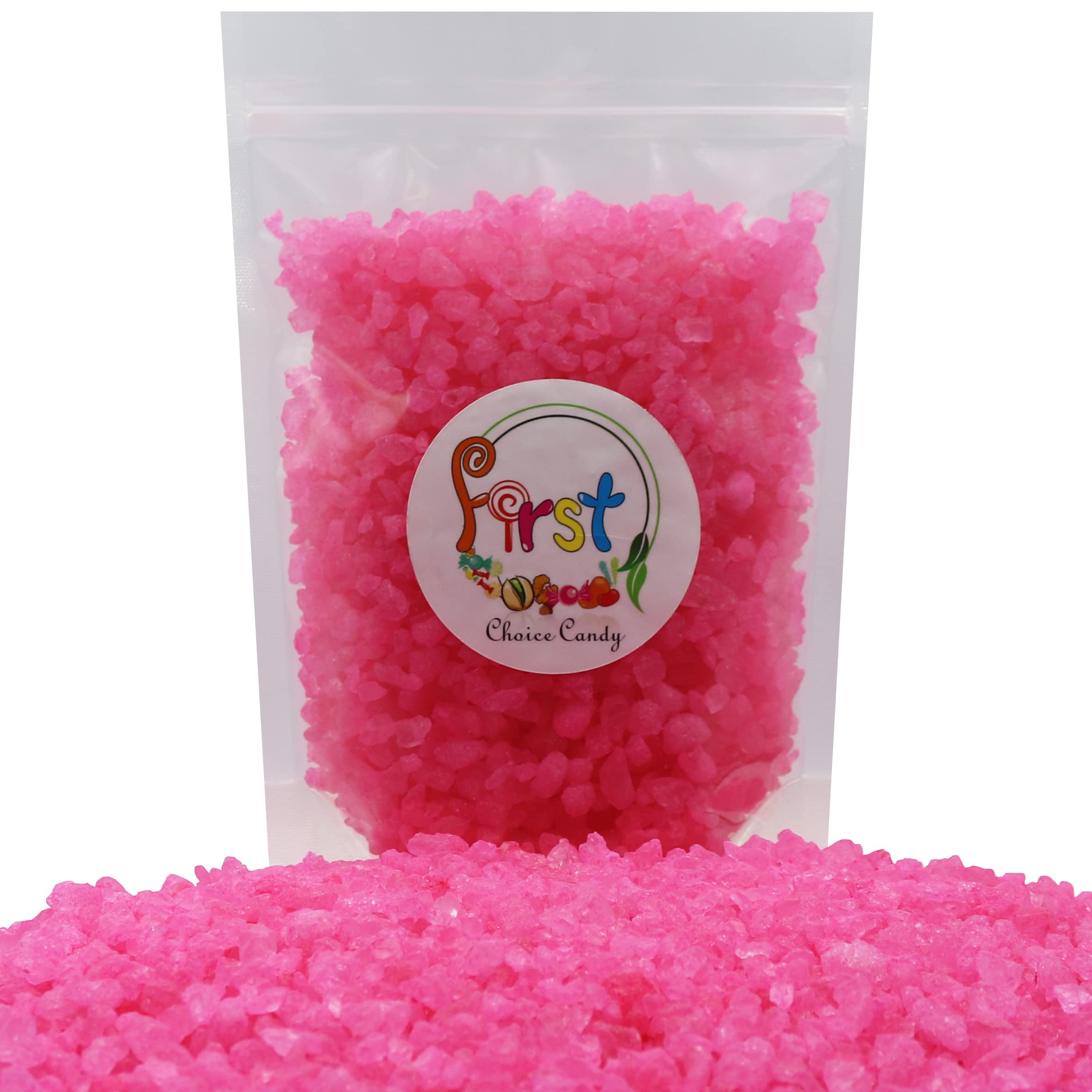First Choice Candy Rock Candy Crystals - 2 Pound Bulk Bag (Pink Cherry Flavor) - Perfect for Baking, Party Favors, and DIY Dessert Decorations