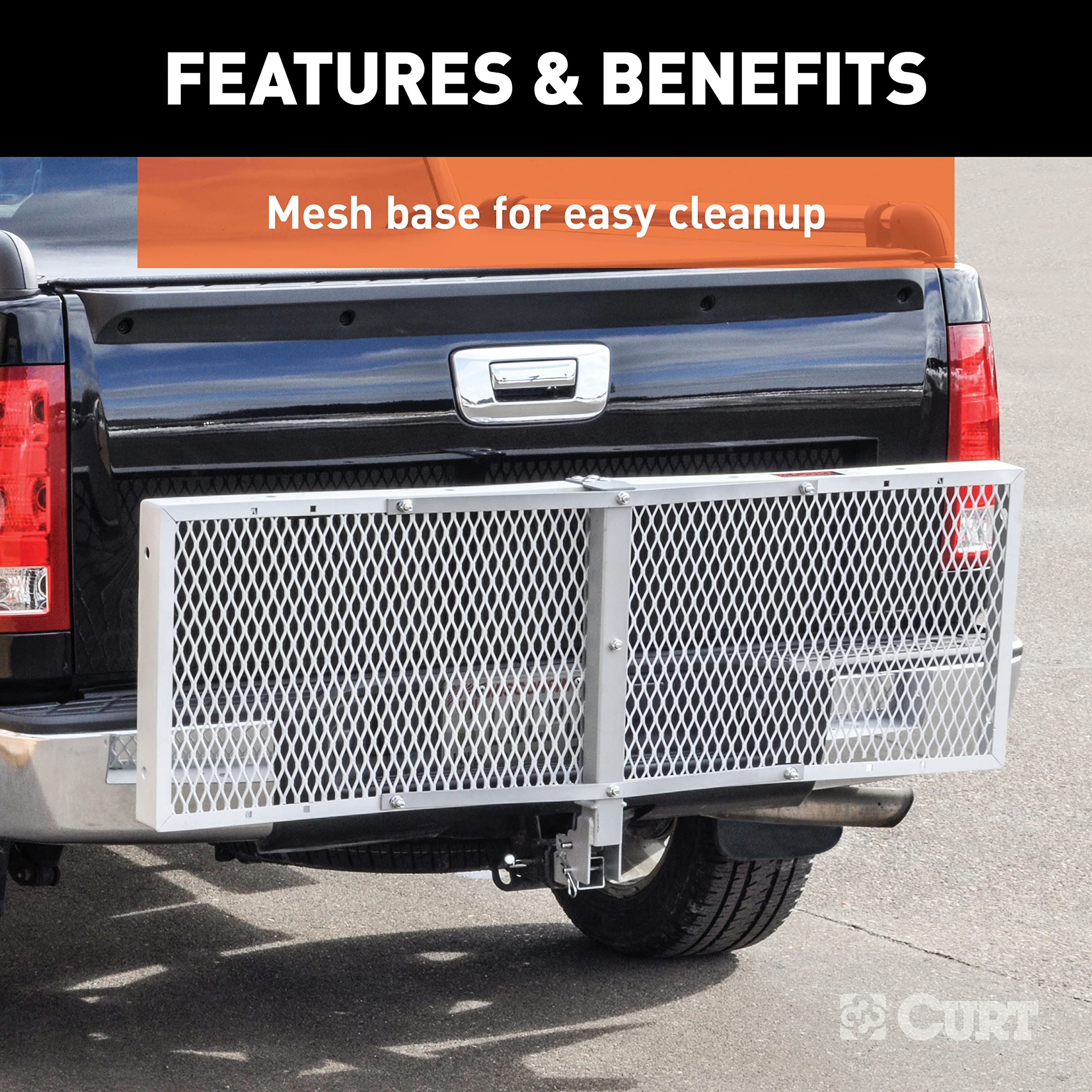 CURT 18100 60 x 20-Inch Aluminum Tray Hitch Cargo Carrier - 500 lbs Capacity, 2-Inch Folding Shank - Perfect for Camping, Road Trips & Hauling Gear