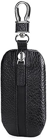 MOSHUO Leather Key Holder Case for Women - Waterproof Zipper Keychain Pouch Bag with Car/House Keys Organizer (Black) | Perfect for Car Keys, House Keys & Daily Essentials Storage