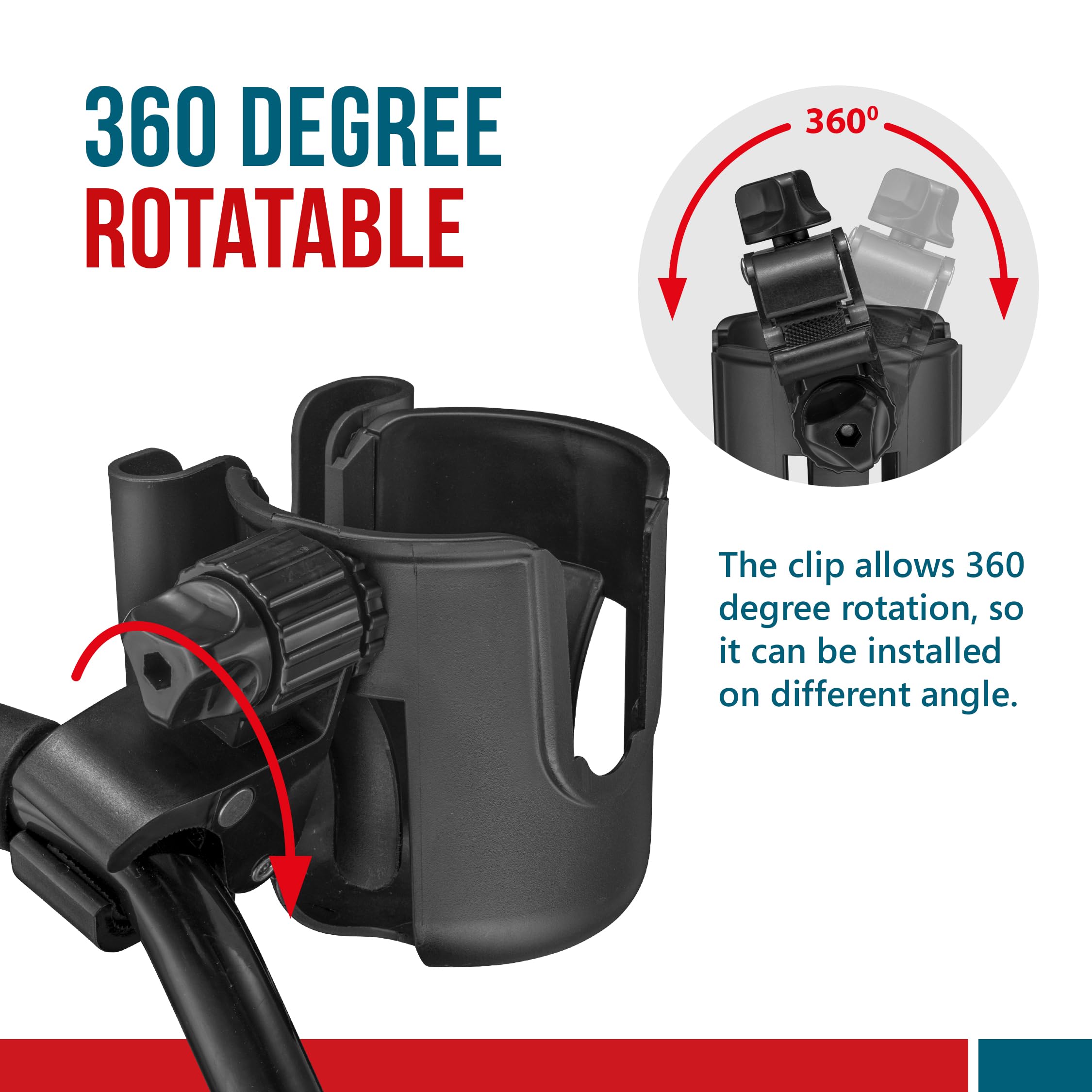 2-in-1 Clamp-On Wheelchair Cup Holder & Phone Mount - Adjustable Drink & Smartphone Caddy for Mobility Scooters & Wheelchairs - Perfect for Outdoor Activities, Travel & Daily Use