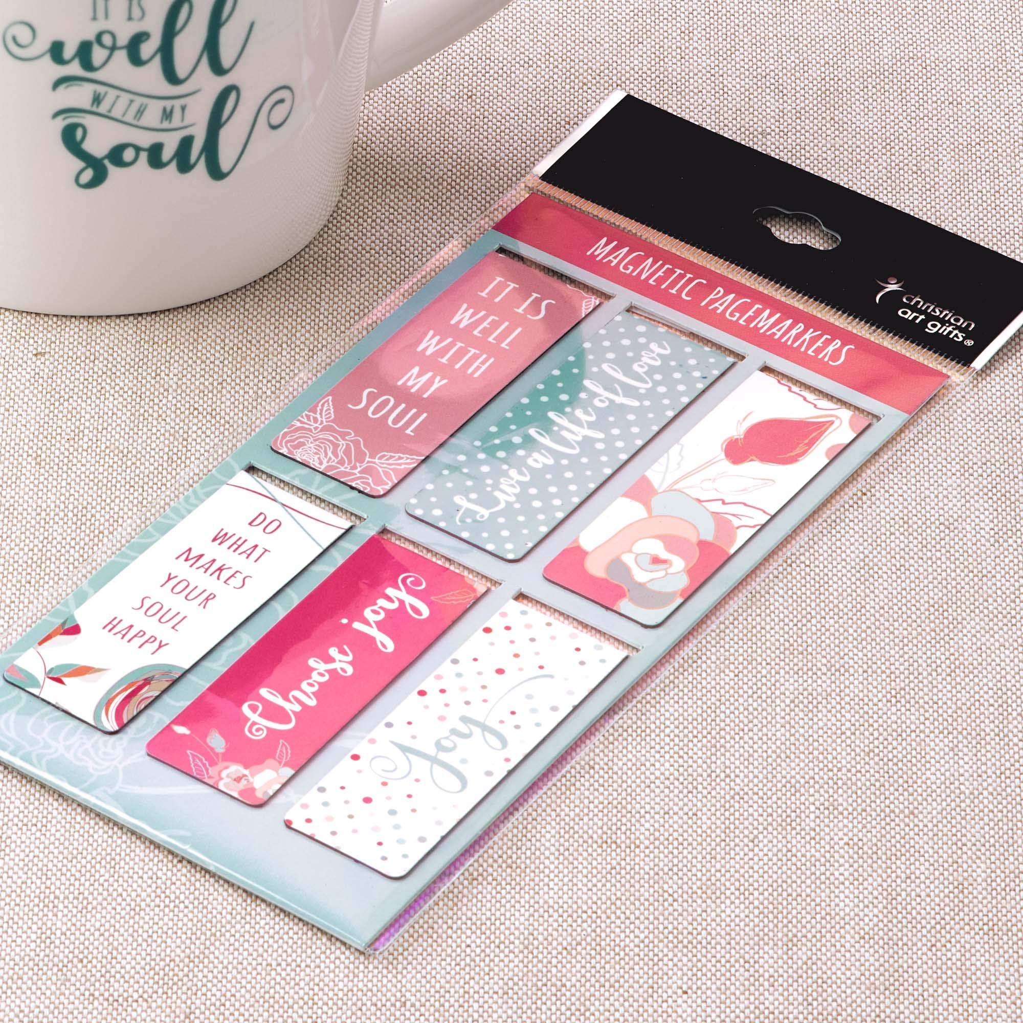 Inspirational Magnetic Bookmarks Set of 6 - Well With My Soul Motivational Bookmark Pagemarkers for Bible, Journals & Daily Reading | Perfect Gift for Book Lovers & Christians
