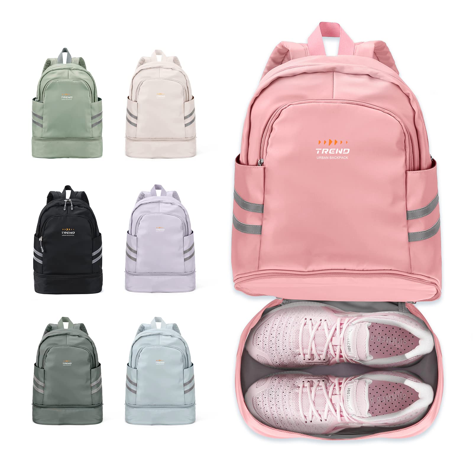 Coofay Women's Waterproof Gym Backpack with Shoe Compartment - Lightweight Sports Travel Backpack, Small Pink Workout Bag for Gym, Yoga, Hiking & Daily Commute