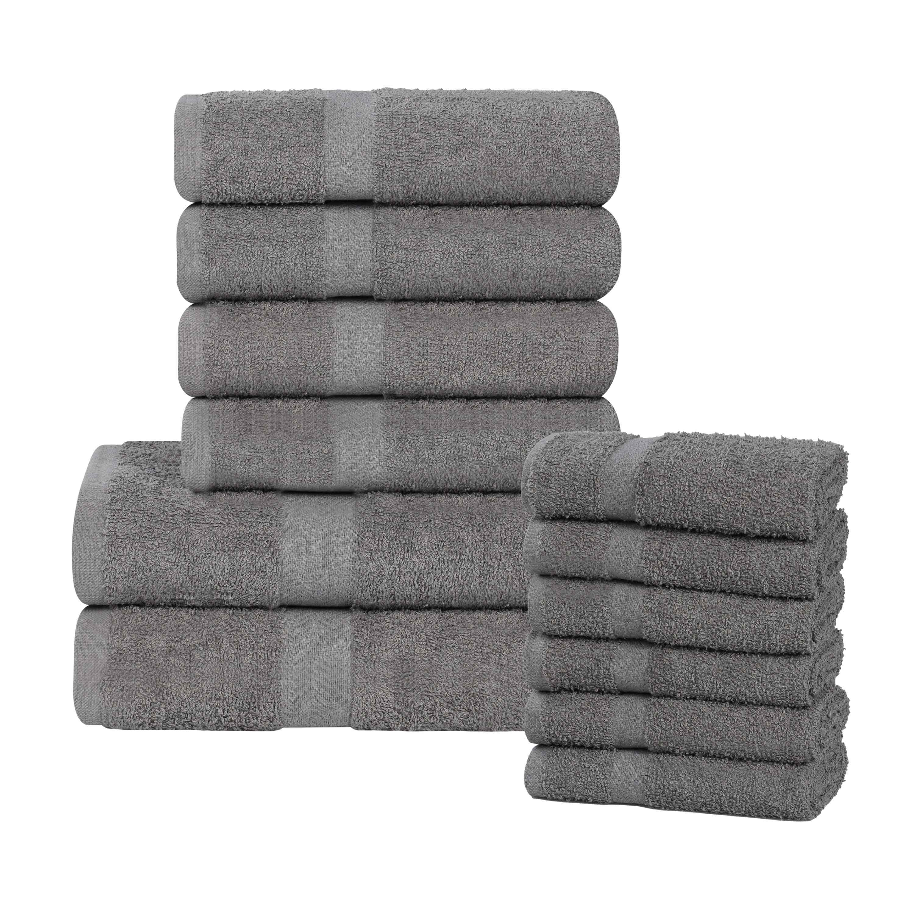Franklin 100% Cotton Eco-Friendly Bath Towel Set - 12 Piece Soft Absorbent Towels for Bathroom, Spa & Gym Use