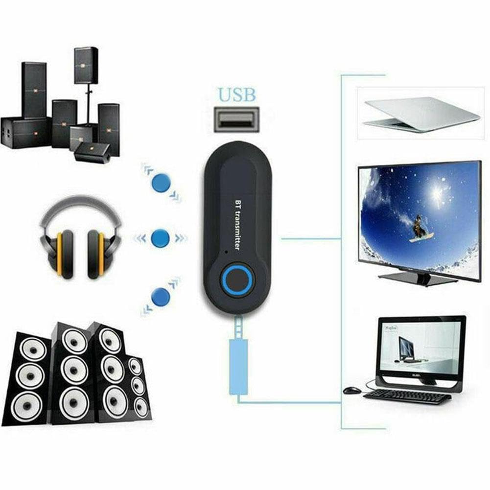 Wireless Bluetooth 5.0 Transmitter for TV, Car, Airplane - Portable Stereo Audio Adapter with 3.5mm & RCA Connections - Compatible with Headphones, Speakers, Home Theater Systems | Perfect for Travel, Gaming & Home Entertainment