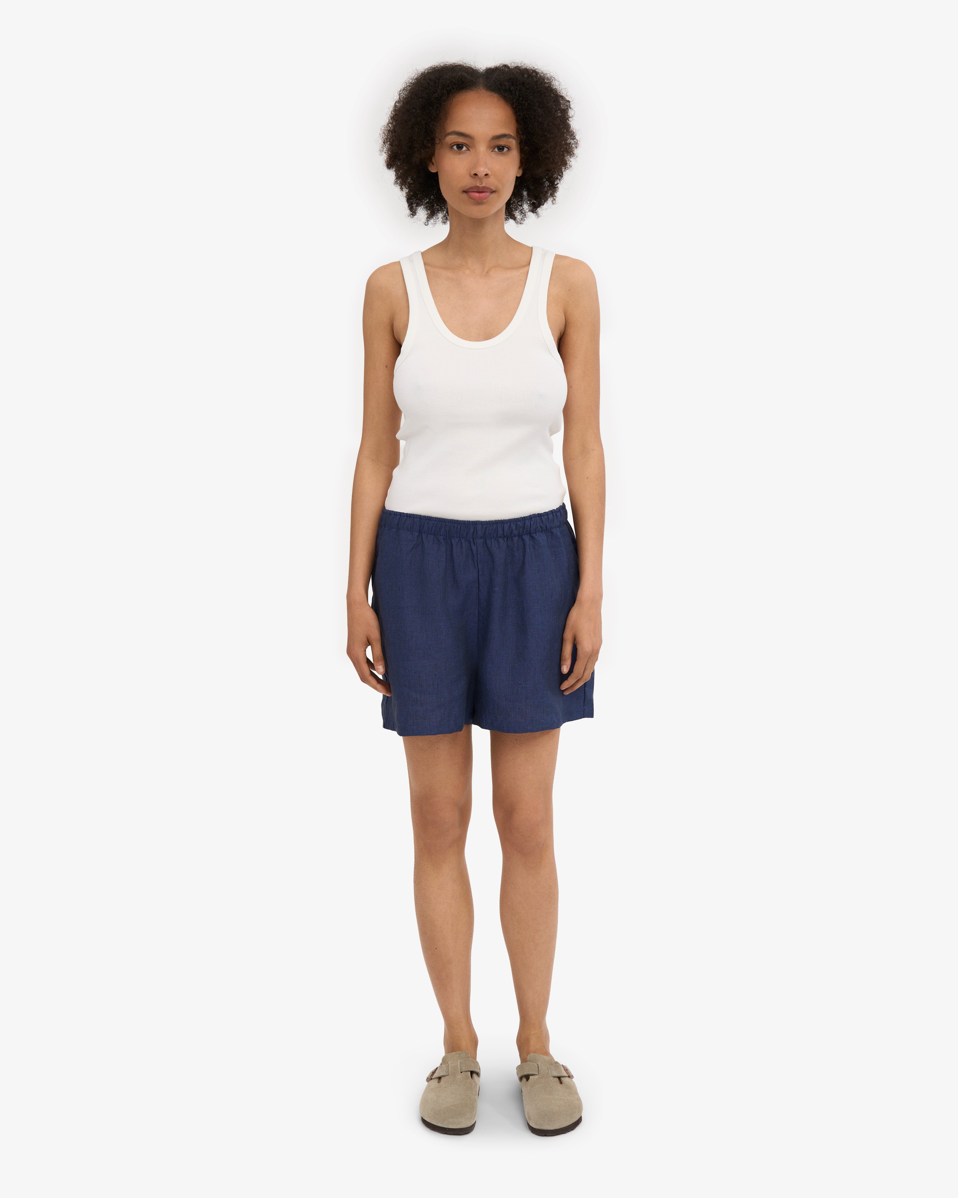 Breathable Linen Shorts for Men & Women - Marine Blue | Comfortable Summer Casual Wear for Beach, Travel & Outdoor Activities