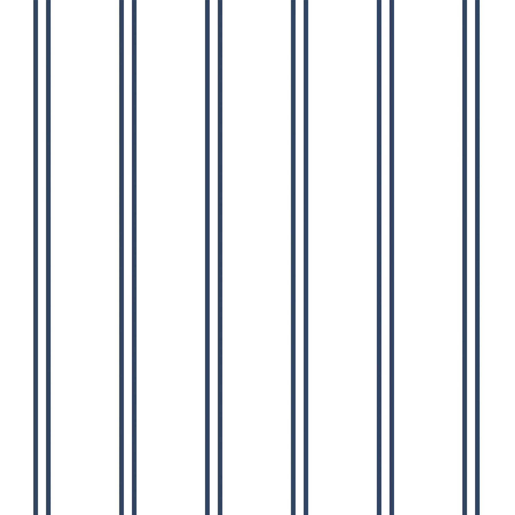 Wake In Cloud - Striped Comforter Set, Ticking Stripe Vertical Pinstripe Neutral Farmhouse Pattern Printed, Soft Lightweight Bedding, 3 Pieces, Navy White, Queen Size - Perfect for Farmhouse, Coastal & Modern Bedroom Decor