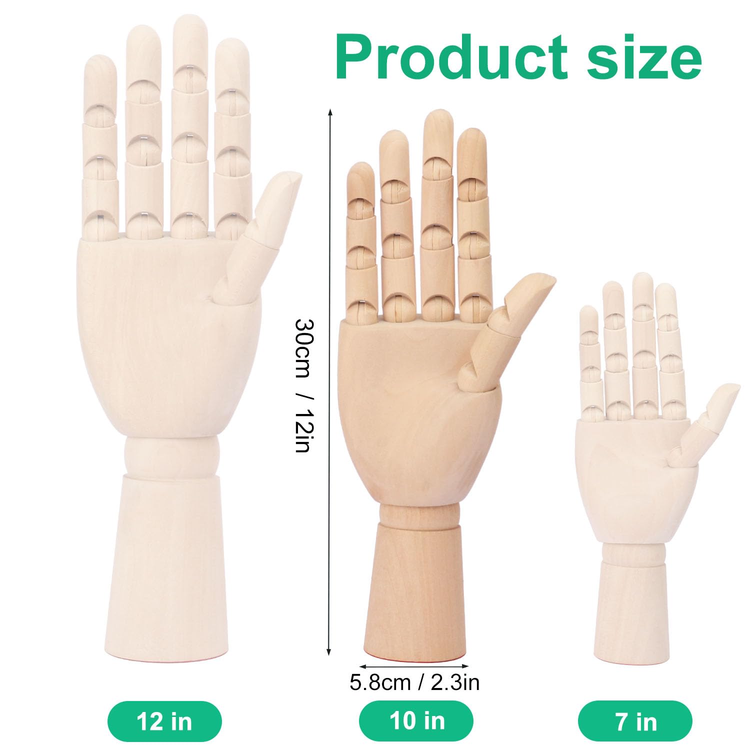 Kukmakri 4-Piece 10 Inch Wooden Hand Mannequin Set for Drawing - Left & Right Hands - Sketching Model for Artists, Students & Professionals - Perfect Art Supplies & Home Office Desk Decor (Great for Figure Drawing Practice & Creative Display)
