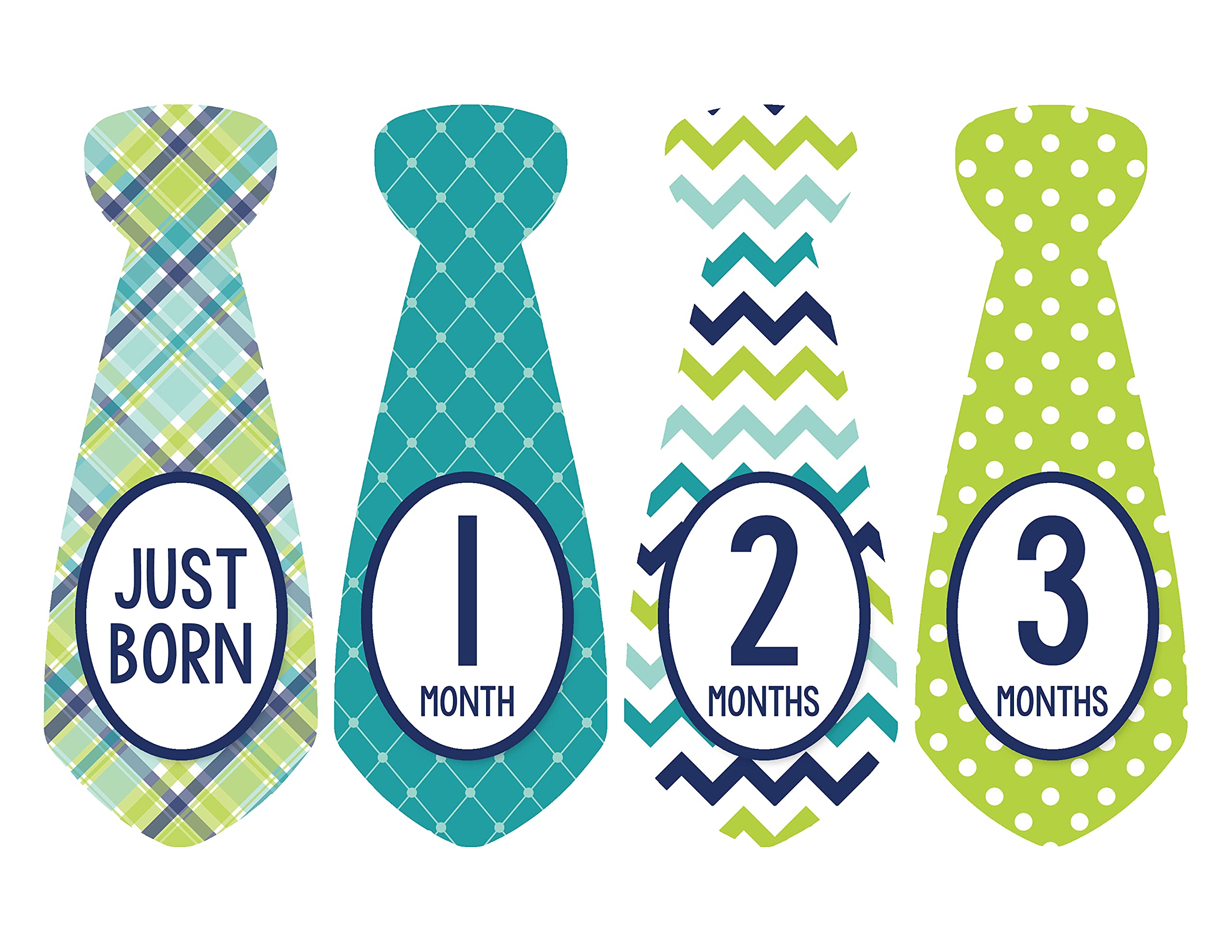 Baby Monthly Milestone Necktie Stickers - Newborn Boy Growth Photo Props - Set of 20 Adhesive Month Stickers for Baby's First Year - Perfect for Monthly Photo Shoots, Scrapbooking & Memory Keepsakes
