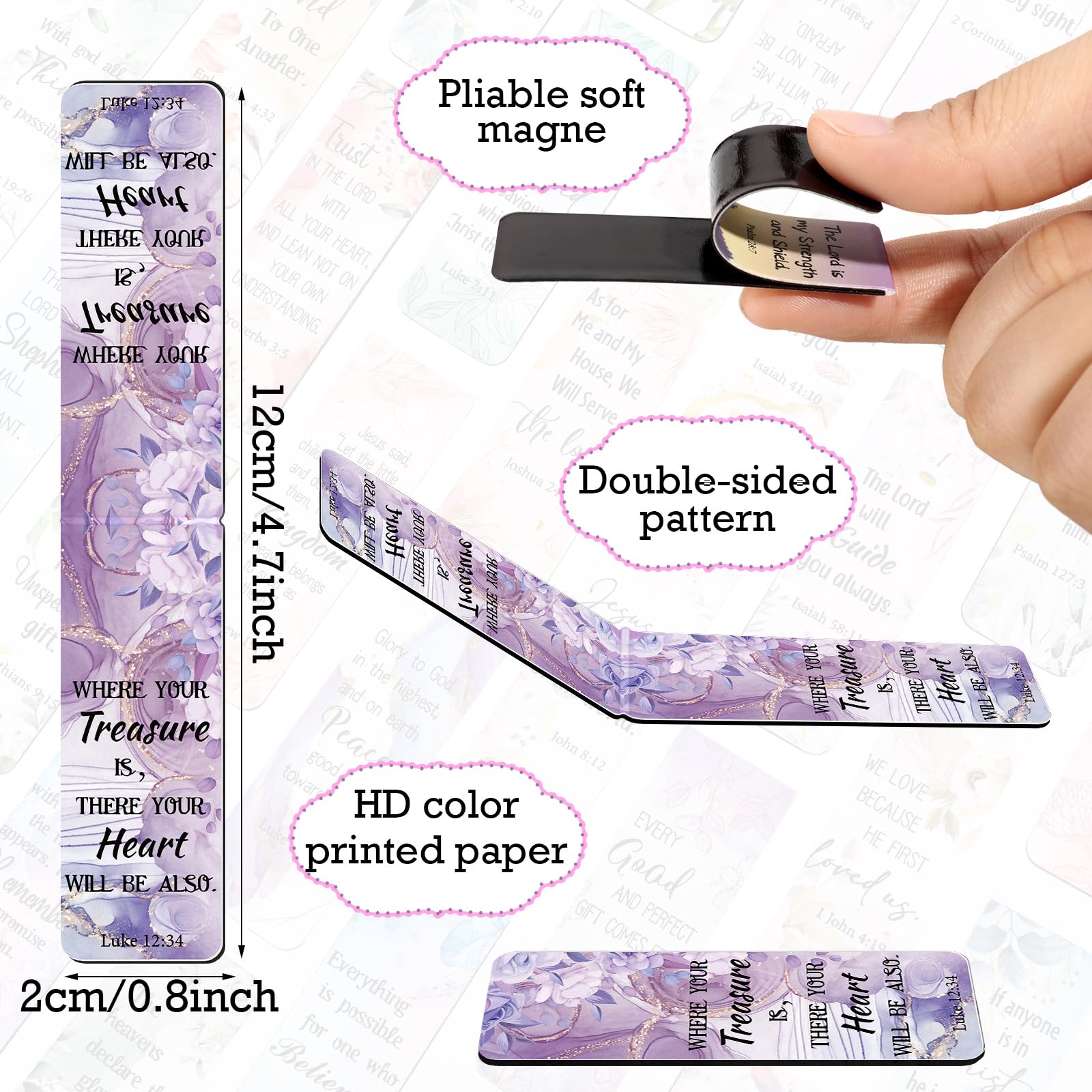 Religious Magnetic Bible Verse Bookmarks - Inspirational Gifts for Church, School & Prayer