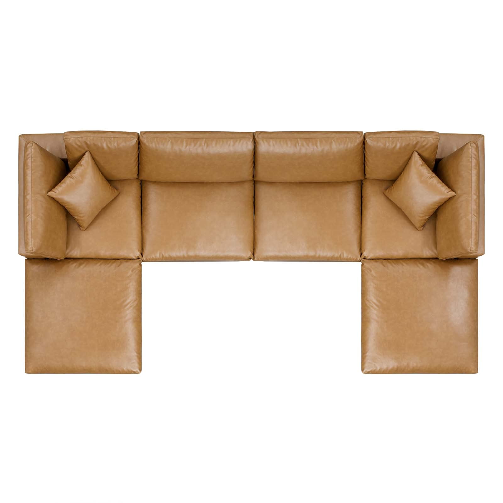 Modern Contemporary Sectional Sofa Set - Faux Vegan Leather in Tan - Perfect for Lounge, Hotel Lobby & Hospitality Spaces
