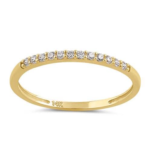 14K Solid Gold Stackable CZ Ring for Women - Cubic Zirconia Wedding Band, Anniversary Gift, Everyday Jewelry for Stacking & Layering