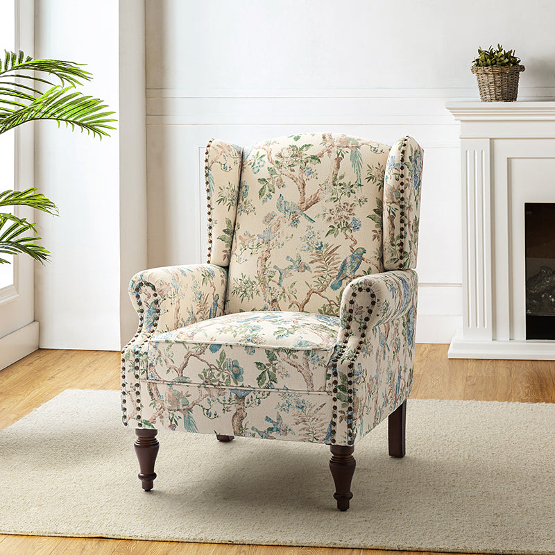 Felix Upholstered Wingback Armchair with Spindle Legs - Comfortable Living Room Chair for Reading & Relaxing - Perfect for Home Office, Bedroom or Lounge Area