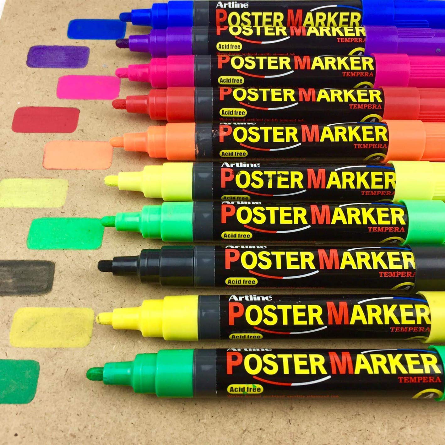 Artline Poster Markers - 6 Pack Fluorescent Pink Markers for Posters, Signs & Art Projects - Bright Non-Toxic Ink for Kids & Adults - Perfect for School, Office & DIY Crafts