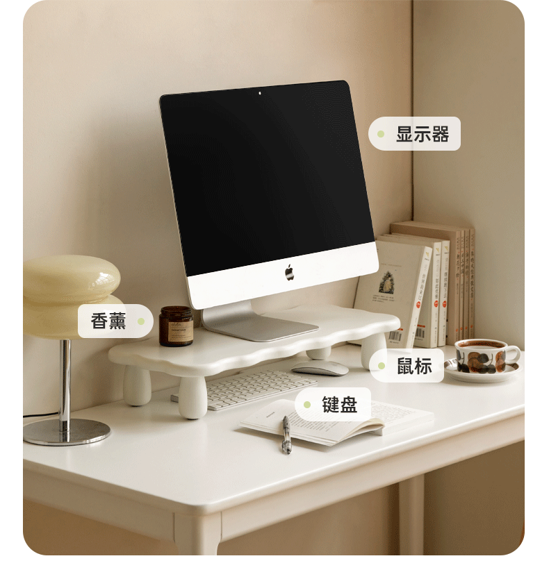 Premium Birch Solid Wood Computer Stand with Storage Shelf - Ergonomic Laptop & Monitor Riser for Home Office Desk Organization