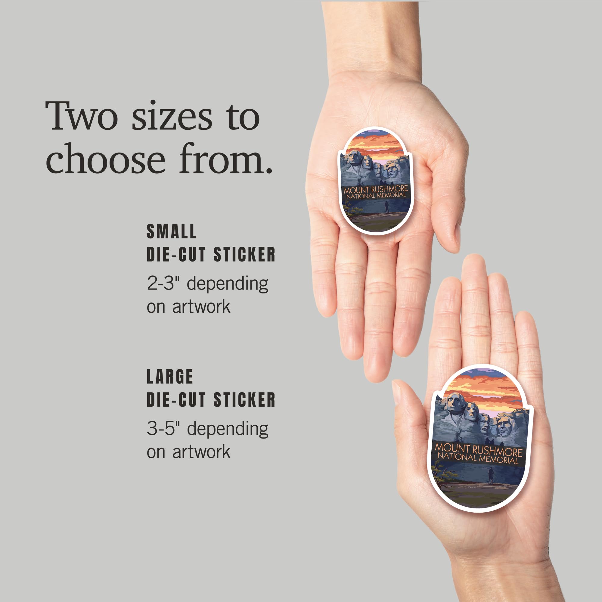 Mount Rushmore National Memorial Die Cut Vinyl Sticker - 3 to 6 Inch Waterproof Decal for Cars, Water Bottles, Laptops & Coolers - South Dakota Sunset Painterly Design - Perfect for Travel Enthusiasts & Patriotic Decor