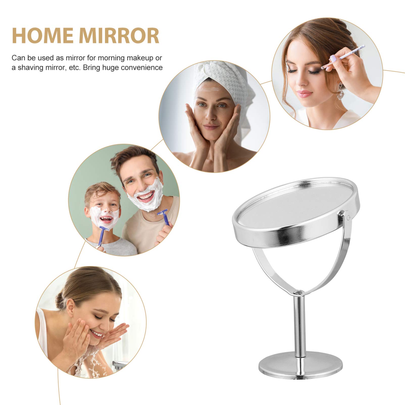 Double Sided Swivel Vanity Mirror - 360° Rotating Desktop Makeup Mirror with Stand, Handheld & Tabletop Cosmetic Mirror for Dressing Table, Bathroom, Bedroom (Metal Frame) - Perfect for Makeup, Skincare & Hair Styling