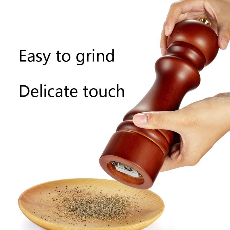 Premium Oak Wood Salt and Pepper Grinder Set - Adjustable Coarseness Ceramic Core Manual Spice Mill - 6 Inch Wooden Salt & Pepper Shakers for Kitchen, Dining Table, BBQ, Camping & Gifting