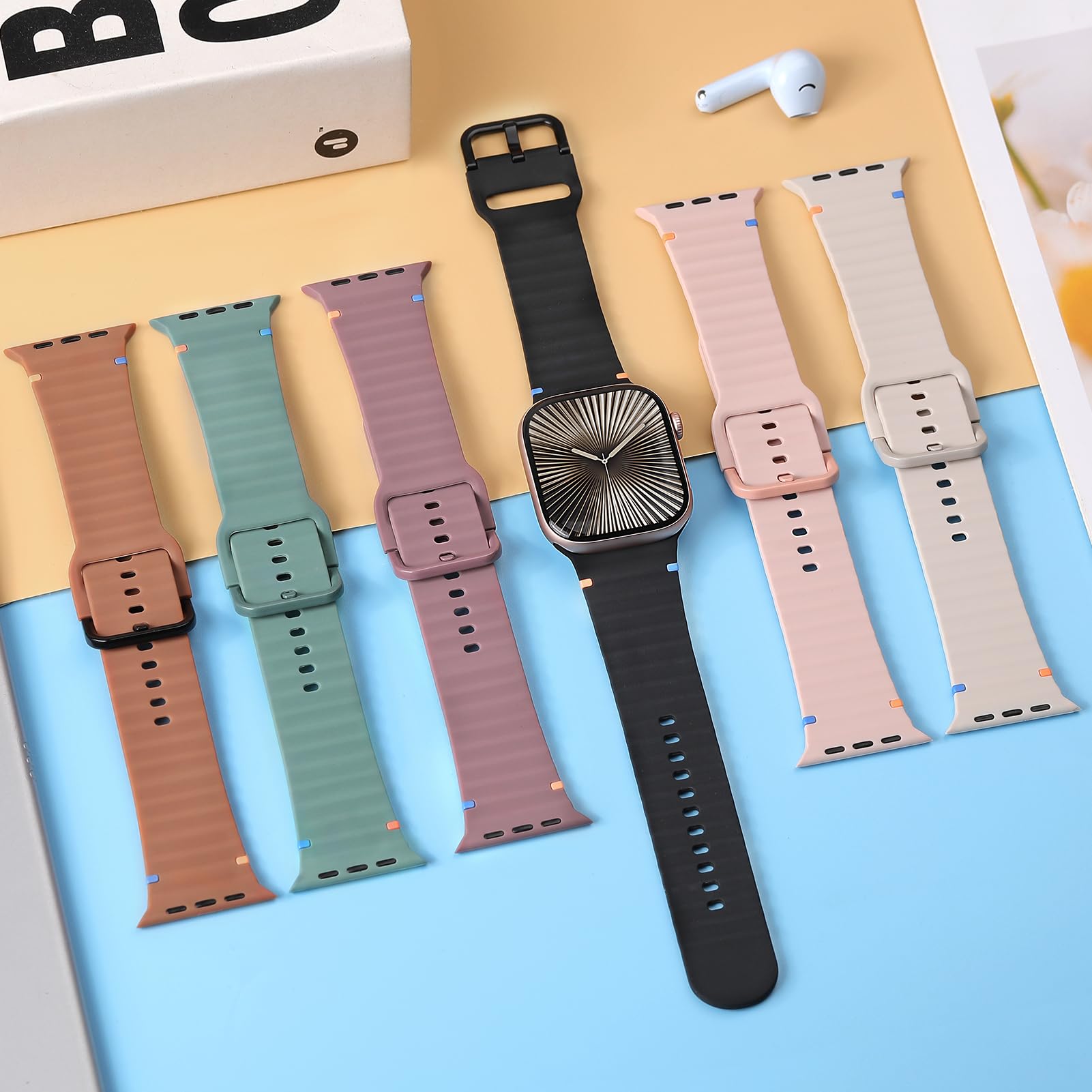 Premium Sport Band for Apple Watch Ultra/Series 10/9/8/7/6/5/4/3/SE (41mm/45mm) - Soft Silicone Waterproof Wristband for Men & Women - Perfect for Running, Swimming & Fitness Tracking