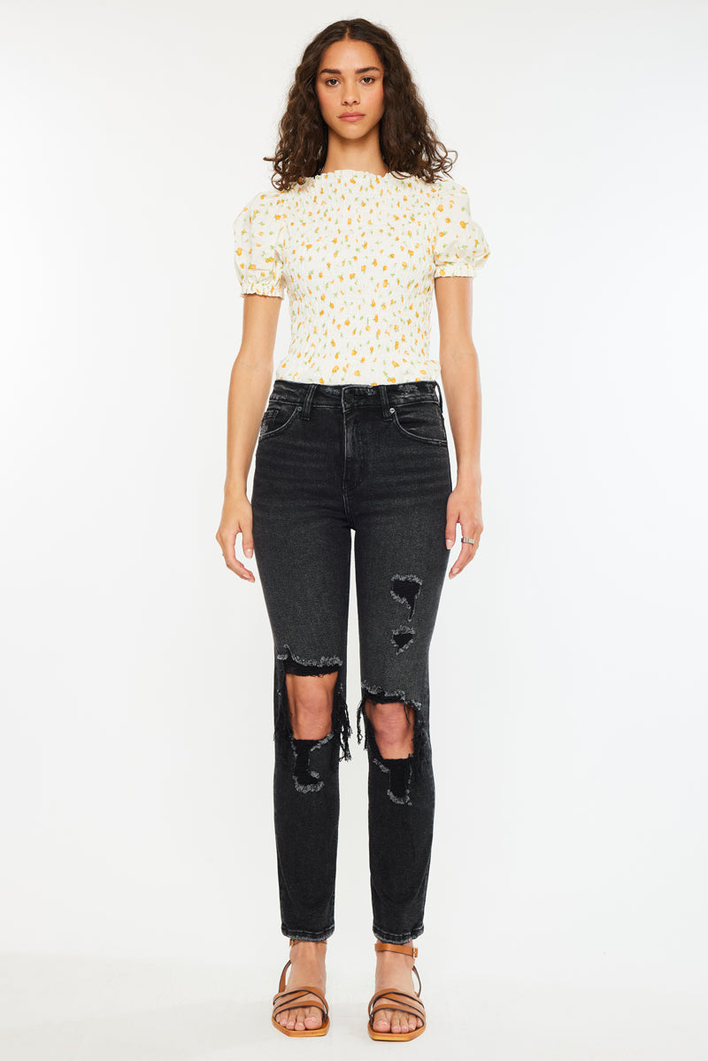 Norrine High Rise Slim Straight Leg Jeans for Women - Stretchy Denim Pants with Comfortable Fit - Perfect for Work, Casual Outfits & Everyday Wear