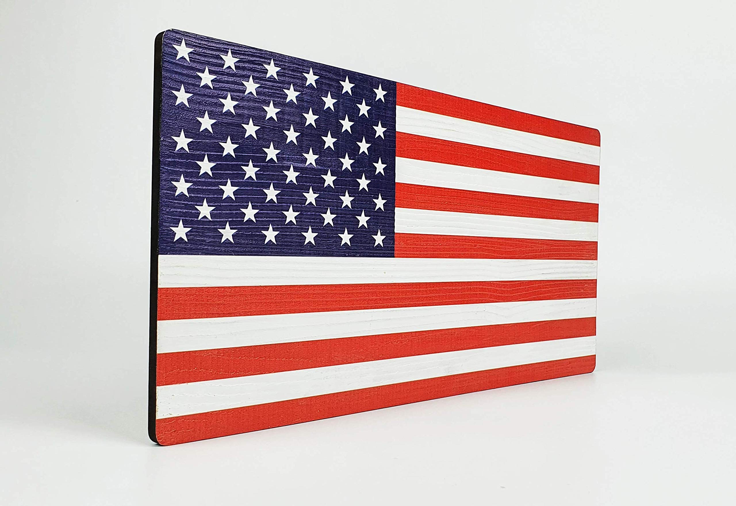 Handmade USA Flag Wooden Wall Decor - American Made Patriotic Home Decor for Living Room, Bedroom, Office & Gifts