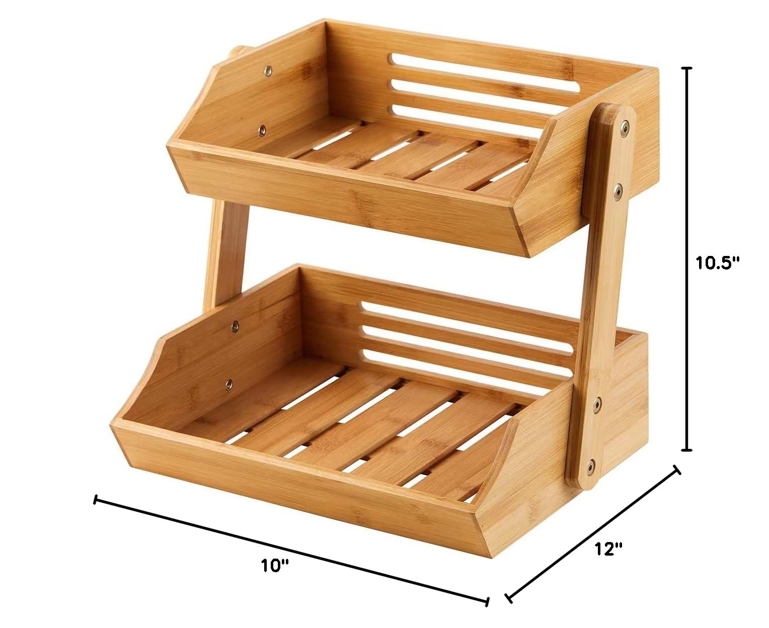 Natural Bamboo Fruit Basket Stand - Large Capacity Kitchen Countertop Organizer for Bread, Vegetables, Snacks & Food Display | Perfect for Home, Pantry, and Dining Room Storage