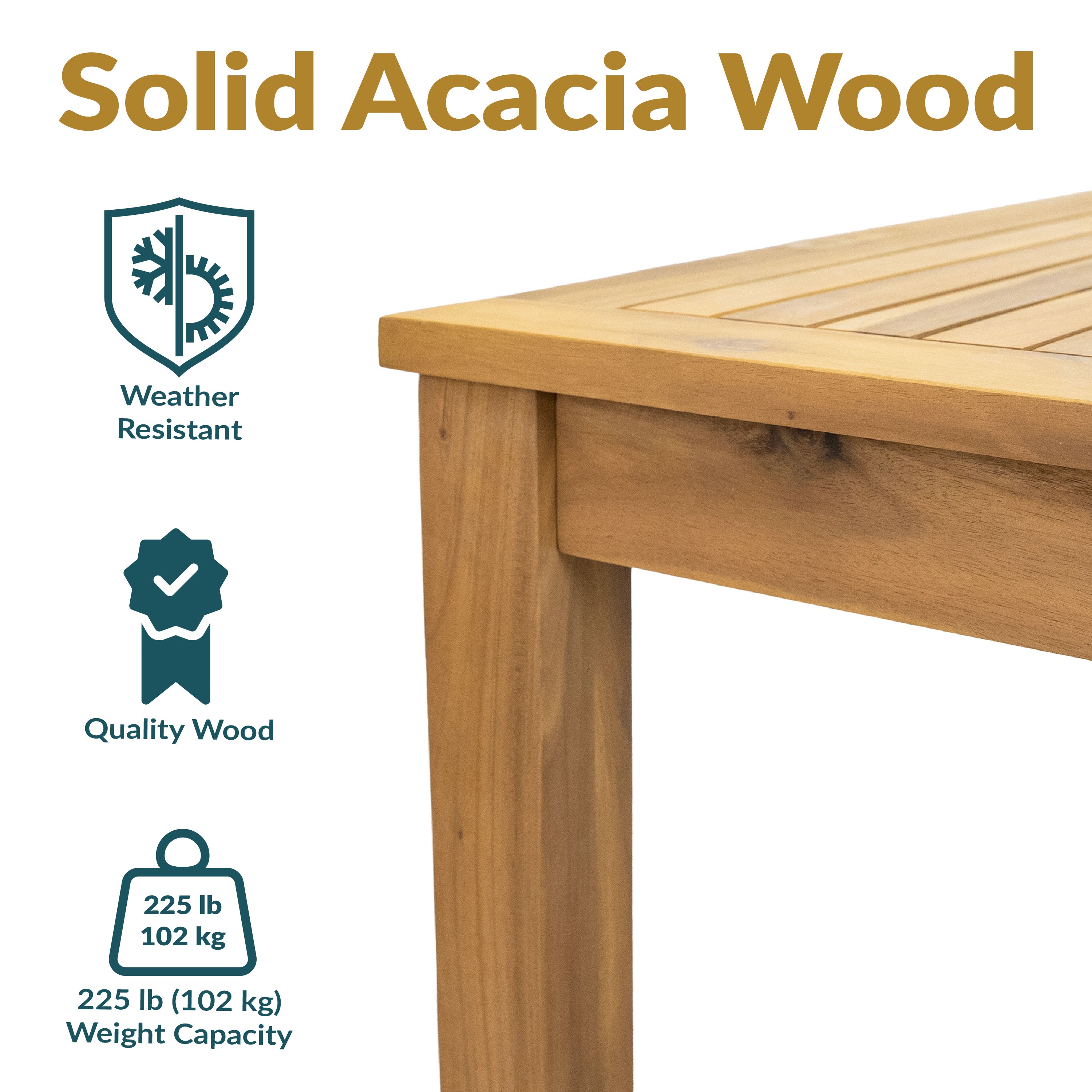Acacia Wood Outdoor Dining Table 33.75
