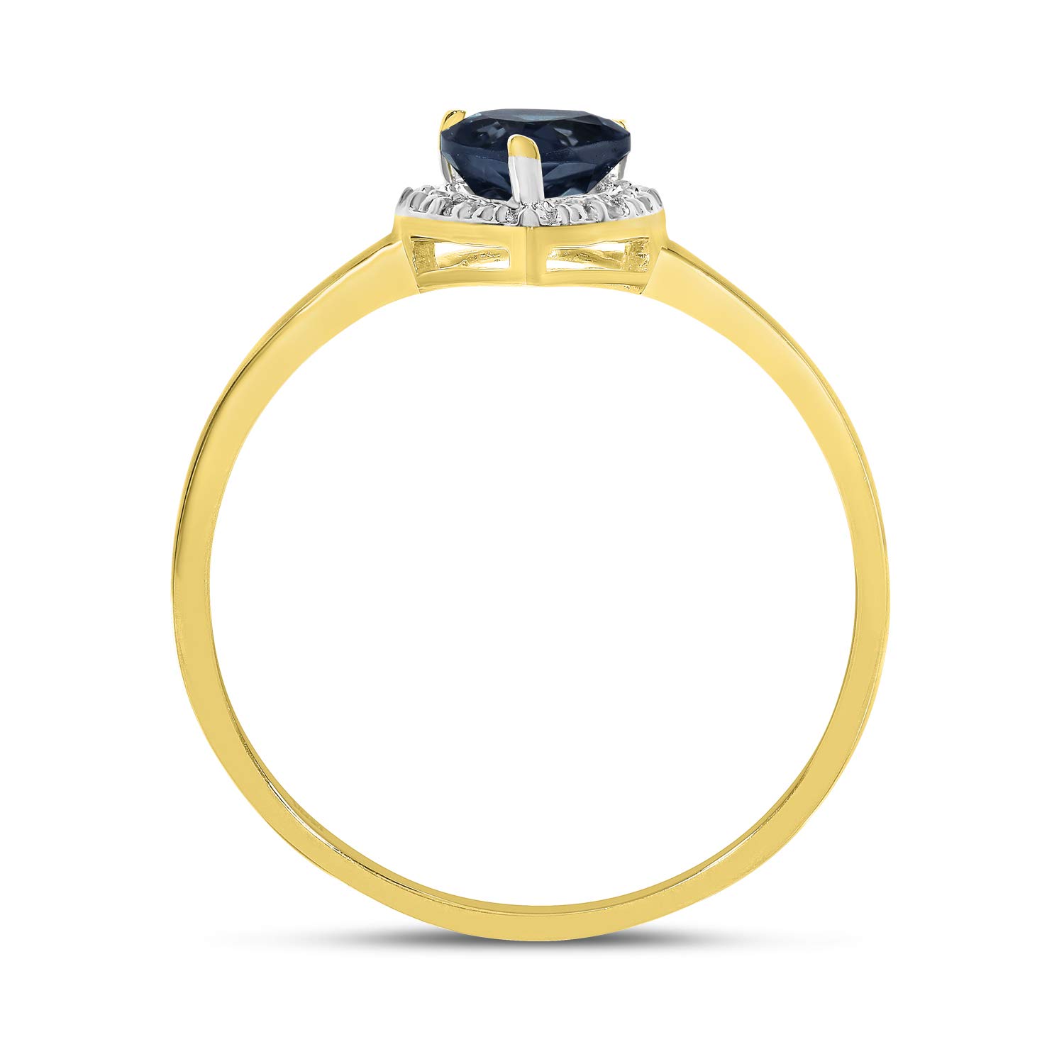 14K Yellow Gold Pear Sapphire and Diamond Ring - Elegant Engagement & Wedding Jewelry for Women