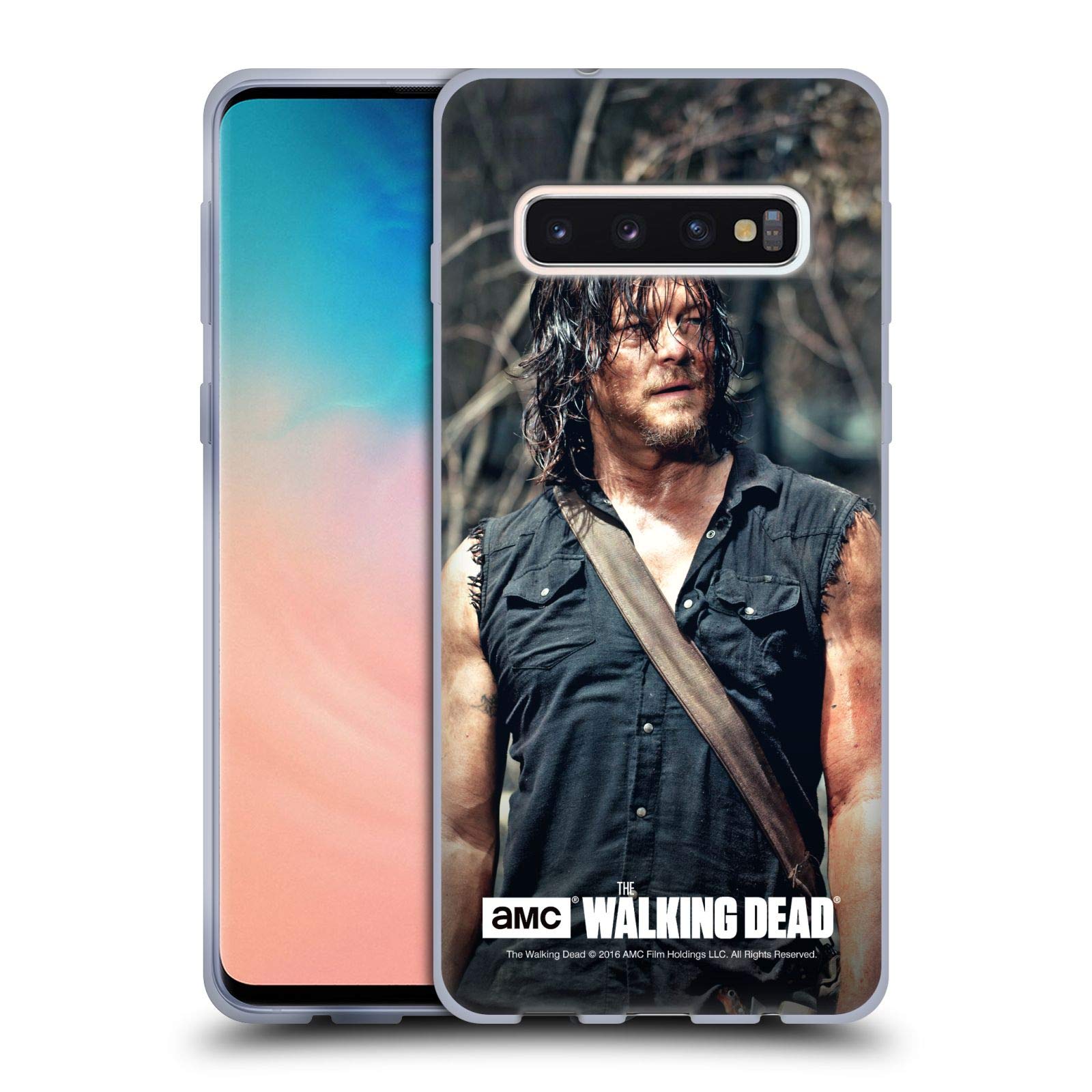 AMC The Walking Dead Daryl Dixon Soft Gel Case for Samsung Galaxy S10 - Officially Licensed by Head Case Designs - Perfect for Fans and Everyday Protection