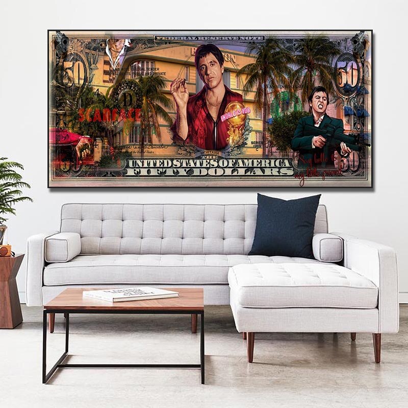 Scarface Movie Wall Art Canvas - Tony Montana 'Say Hello to My Little Friend' Quote - Perfect for Home, Office & Movie Themed Decor