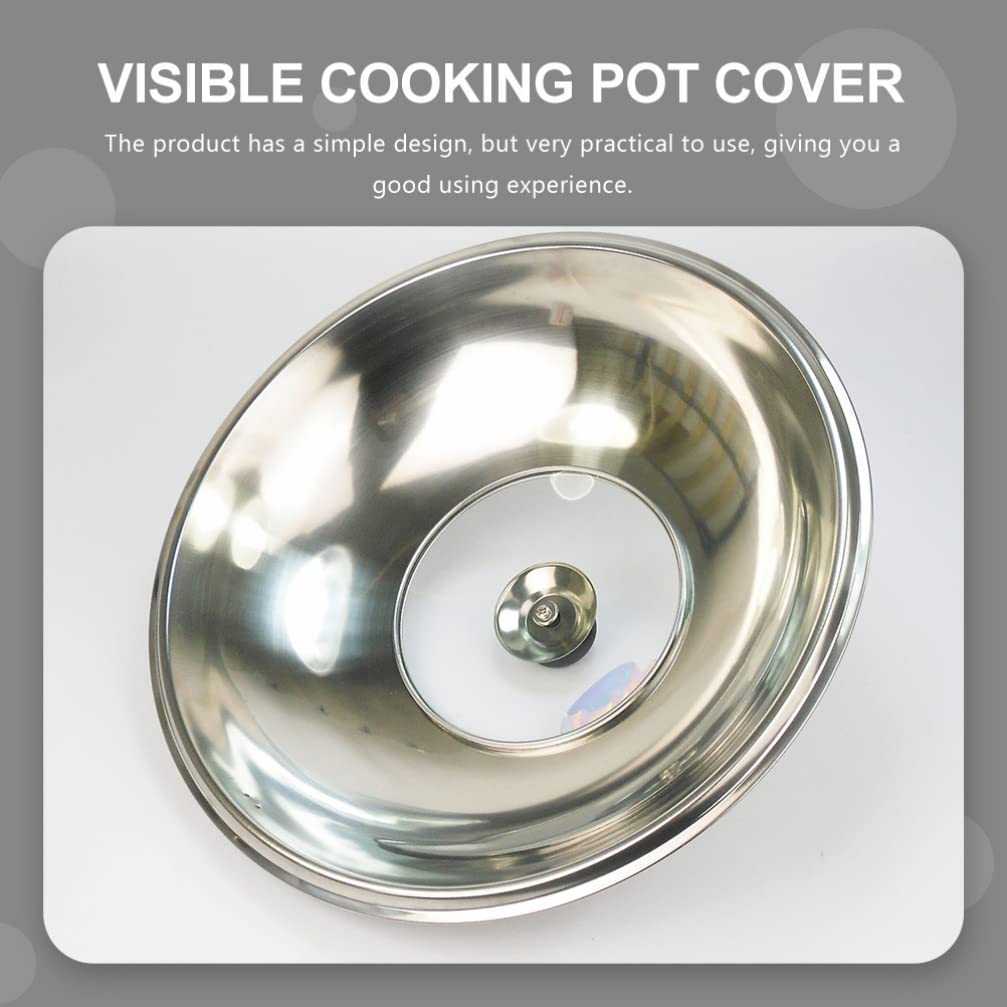 Stainless Steel Universal Pot Lid - Clear View Cookware Cover for Cooking Pans & Food Protection - Durable & Heat Resistant for Stovetop & Kitchen Use