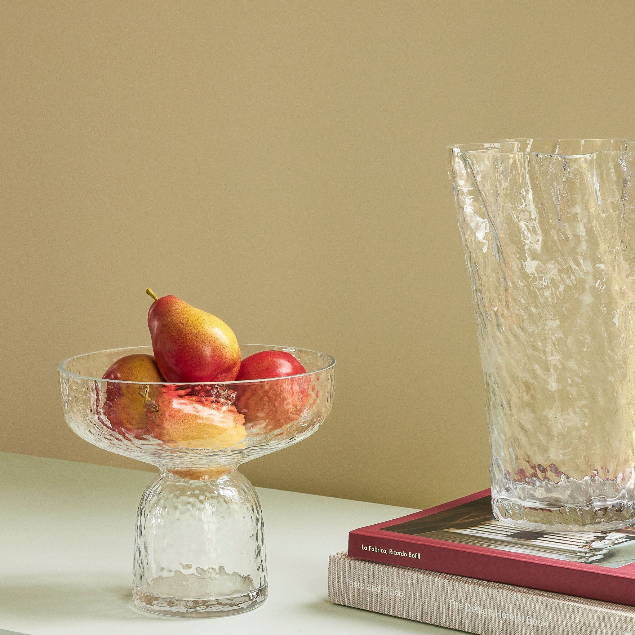 HÜBSCH Elegant Clear Glass Ruffle Vase - 12 Inches Tall - Modern Home Decor for Living Room, Dining Table, Wedding Centerpiece, and Gift Ideas