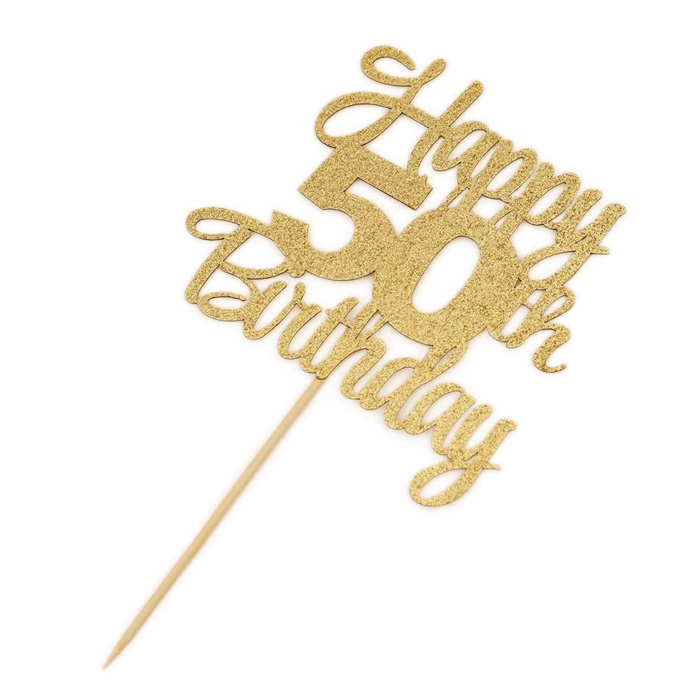 50th Birthday Cake Topper - Elegant Gold 50 Cake Topper for Anniversary & Party Decorations | Perfect for Milestone Celebrations, Retirement Parties & Golden Jubilee Events