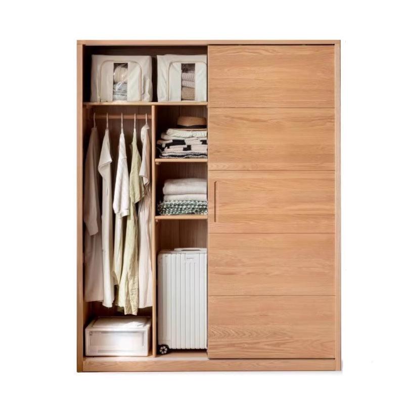 63.0x24.8x78.7 inch / 160x63x200 cm / Natural Wood color / sliding door wardrobe
