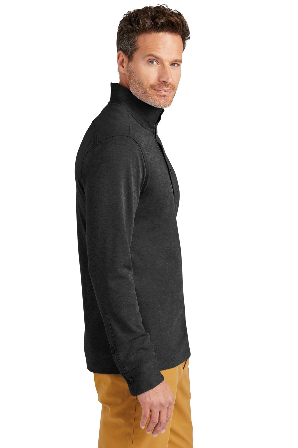 Brooks Brothers Stretch 1/2 Zip Button-Up Sweater for Men - Windsor Grey Heather - Comfortable Office Wear & Casual Outfit
