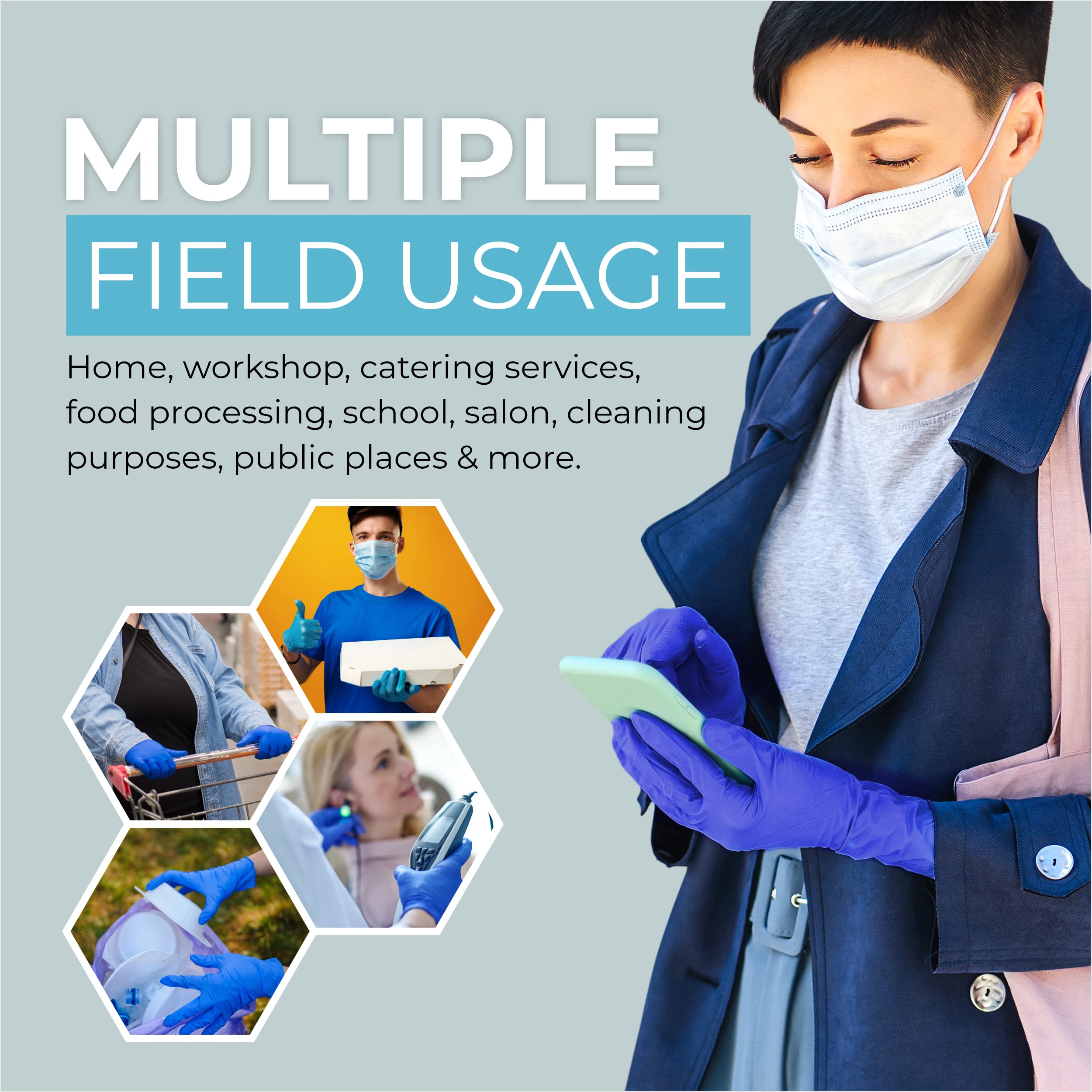 Premium Nitrile Gloves - 100/500/1000 Pcs Box, Powder-Free & Latex-Free Disposable Gloves for Medical, Cleaning & Food Handling - Comfortable & Durable for Healthcare, Salon, Tattoo & Laboratory Use