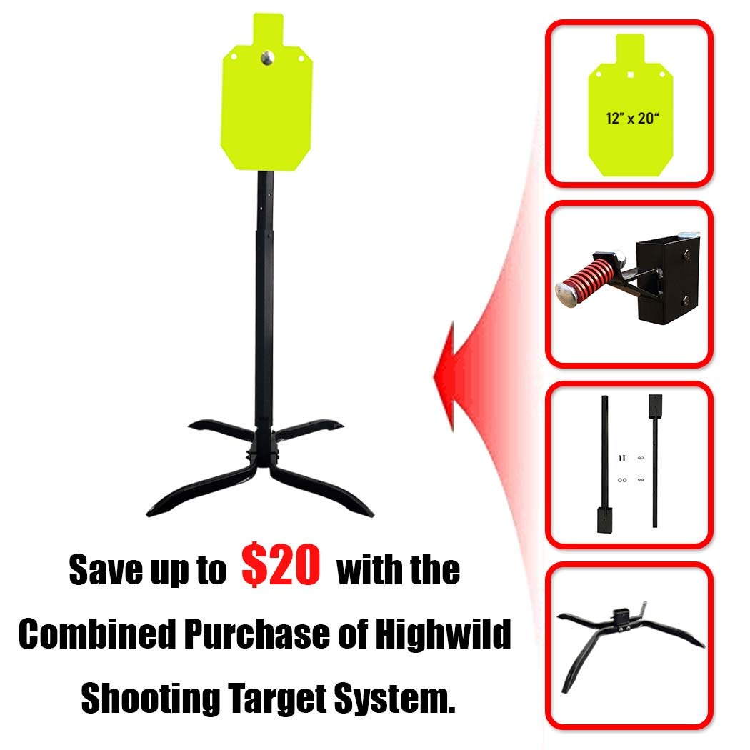 Highwild Adjustable Target Stand System - AR500 Steel Shooting Target with Height Adjustable Mount for Outdoor Range Practice & Tactical Training