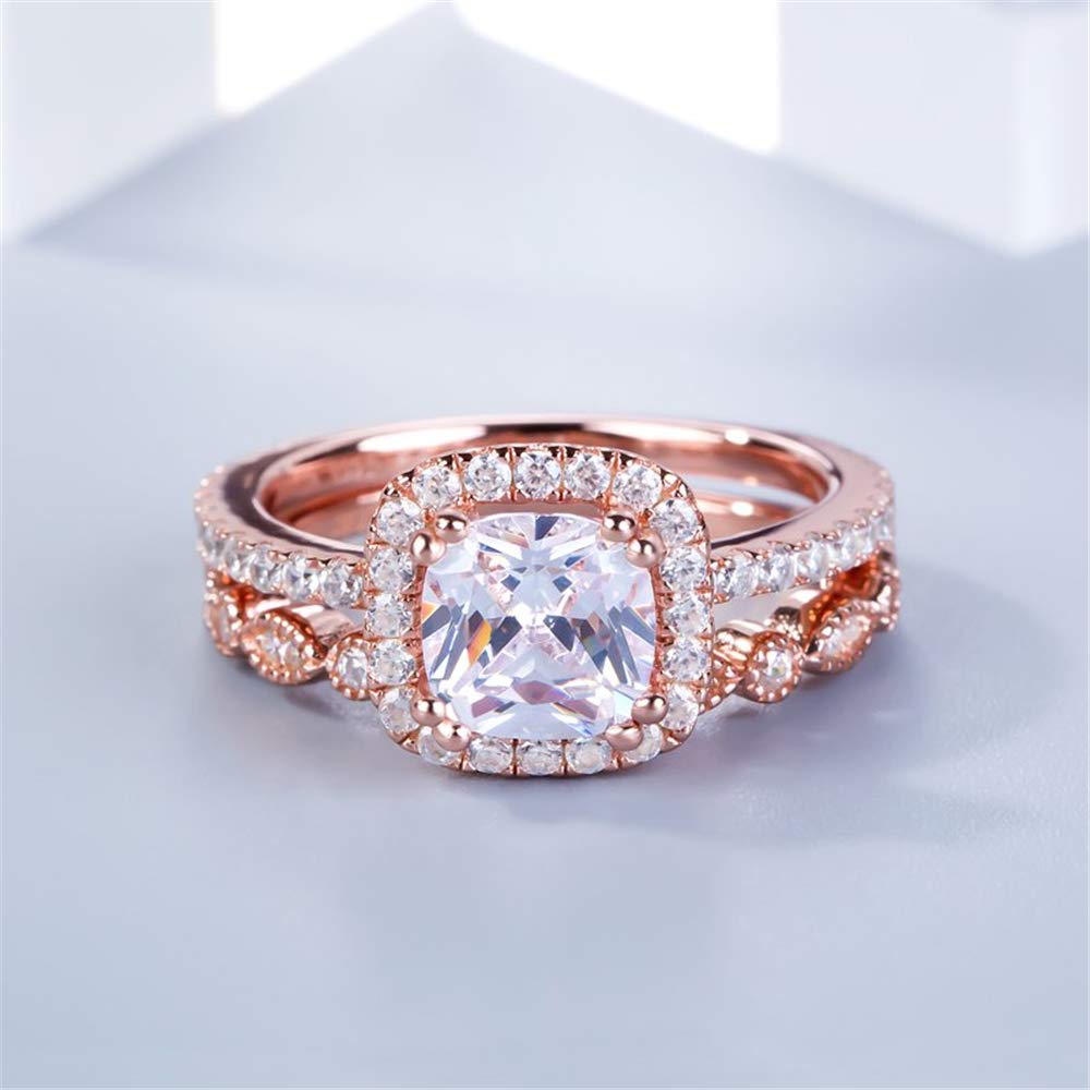 Jeulia 2.65 Carat Sterling Silver Halo Cushion Cut Engagement Ring Set - Wedding & Anniversary Band for Women with Jewelry Gift Box | Perfect for Proposals, Bridal Jewelry & Special Occasions