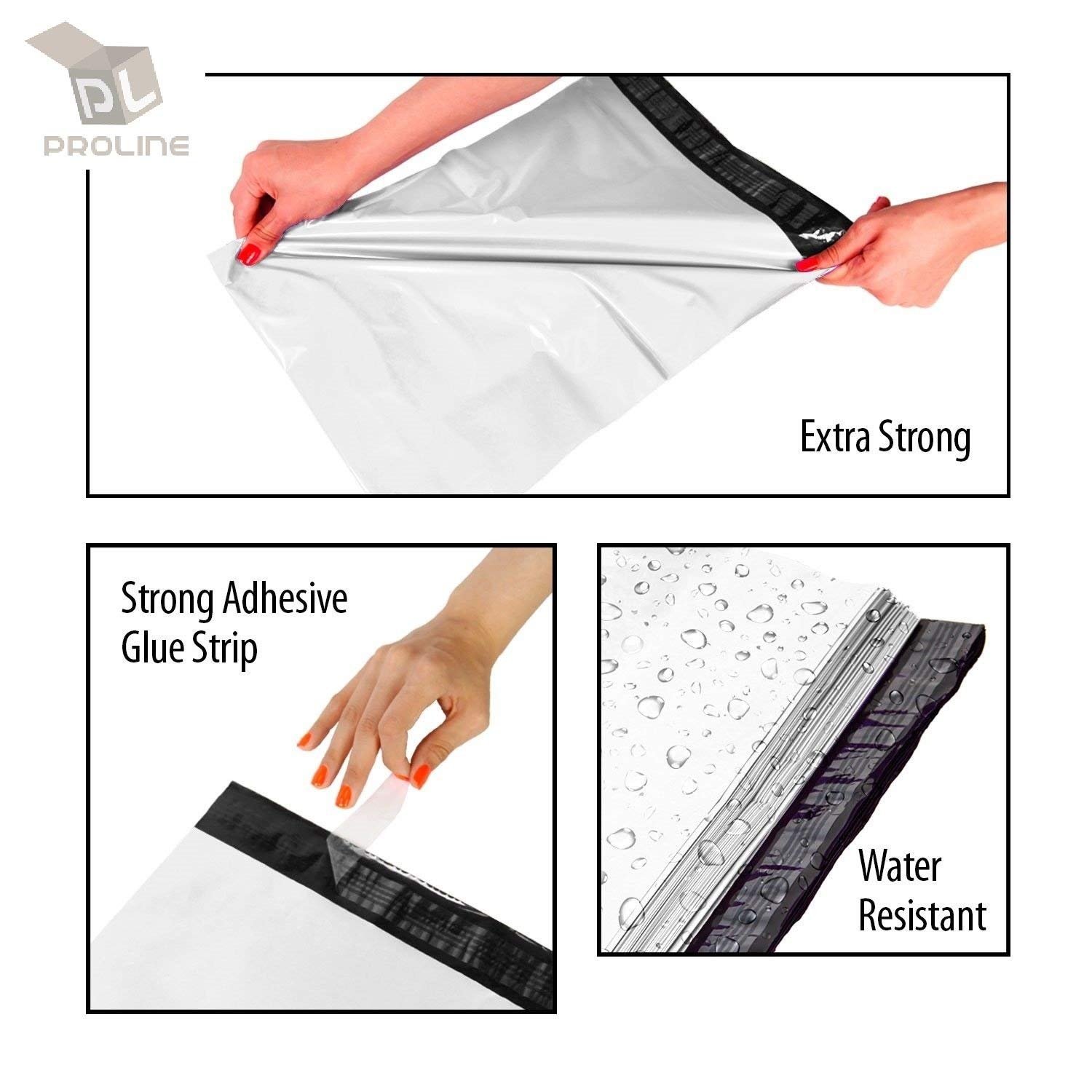 19x24 Inch White Poly Mailers - Self-Sealing Plastic Shipping Envelopes (2.5 Mil Thickness) - 1000 Pack | ProLine Packaging Supplies for Ecommerce, Amazon FBA & USPS Shipping