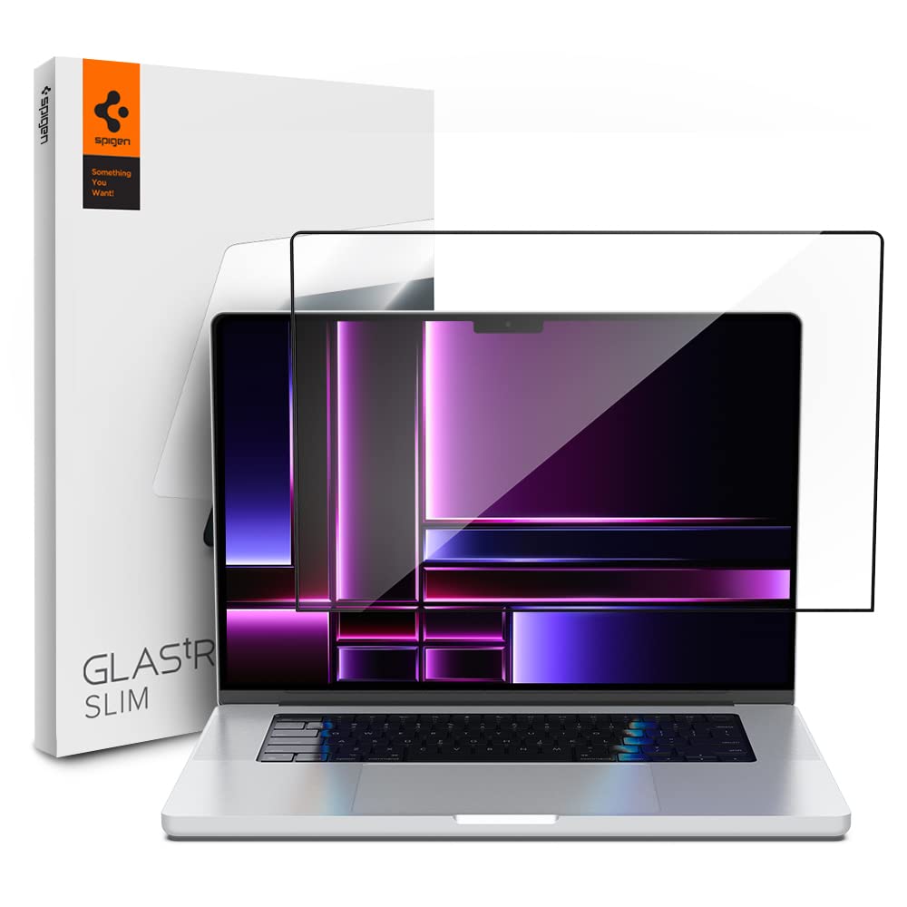 Spigen GlasTR Slim Tempered Glass Screen Protector for MacBook Pro 16 inch (M4 Pro/M4 Pro Max/M3/M2/M1 Series) - Anti-Scratch, Bubble-Free, HD Clarity for Work & Entertainment