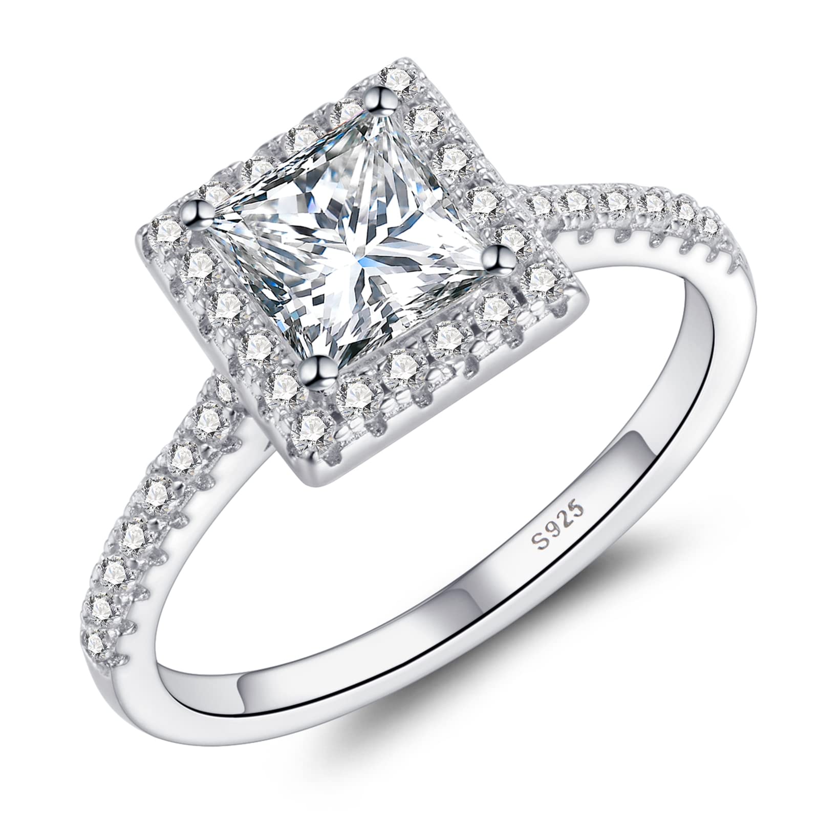 Moissanite Engagement Rings for Women - 925 Sterling Silver Gold Plated Princess Cut Wedding Band, Anniversary & Promise Rings for Her - Perfect for Proposals, Bridal Jewelry & Special Occasions