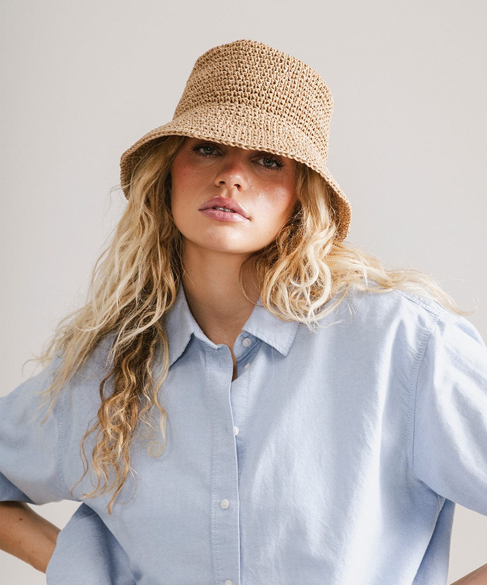 Crochet Packable Bucket Hat for Women - Breathable Summer Sun Hat with Wide Brim - Perfect for Beach, Travel, and Outdoor Activities