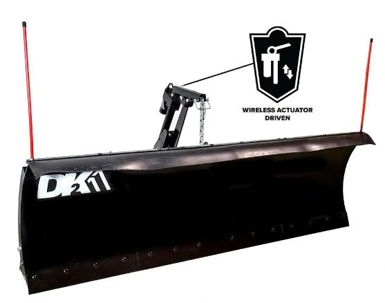DK2 AVAL8219ELT 82 x 19 Inch Universal Truck Mount T-Frame Snow Plow Kit with Actuator & Wireless Remote - Heavy Duty Winter Snow Removal for Pickup Trucks, Driveways & Parking Lots