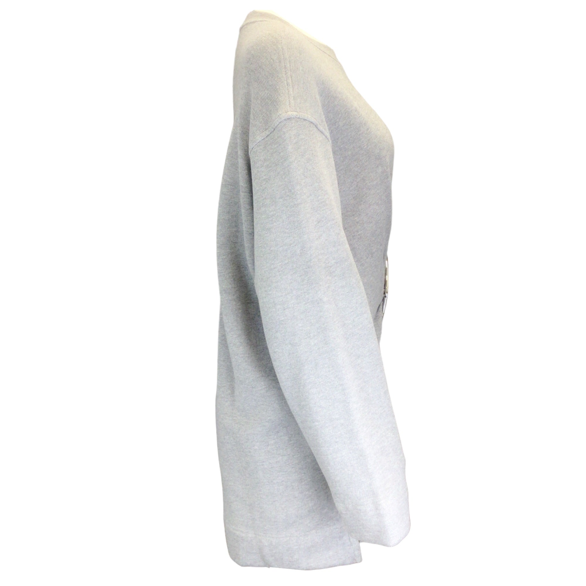 Dries Van Noten Grey Silver Ring Detail Long Sleeve Cotton Sweatshirt Dress for Women | Casual Chic Outfit for Fall Winter Fashion | Perfect for Date Night, Office Wear & Weekend Brunch