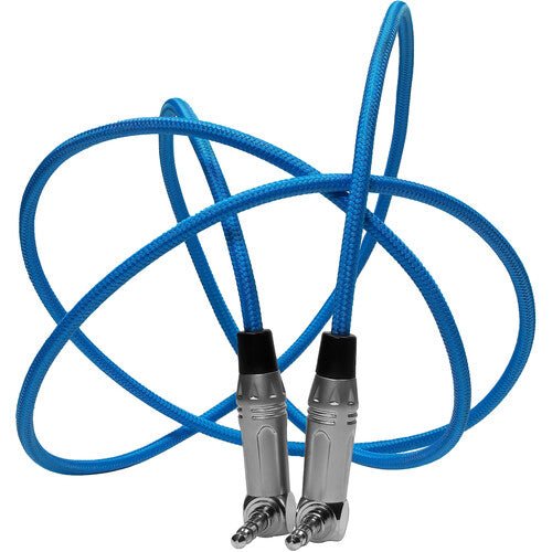 Kondor Blue 3.5mm Right Angle TRS Stereo Audio Cable (48 Inch) - High Quality Balanced Audio Connector for Studio Recording, DJ Equipment & Professional Audio Systems