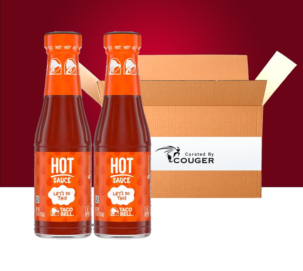 Taco Bell Hot Sauce Bottle 7.5 oz (2-Pack) - Authentic Restaurant Style Hot Sauce for Tacos, Burritos & Nachos - Perfect for Home Cooking, Parties & Mexican Food Lovers