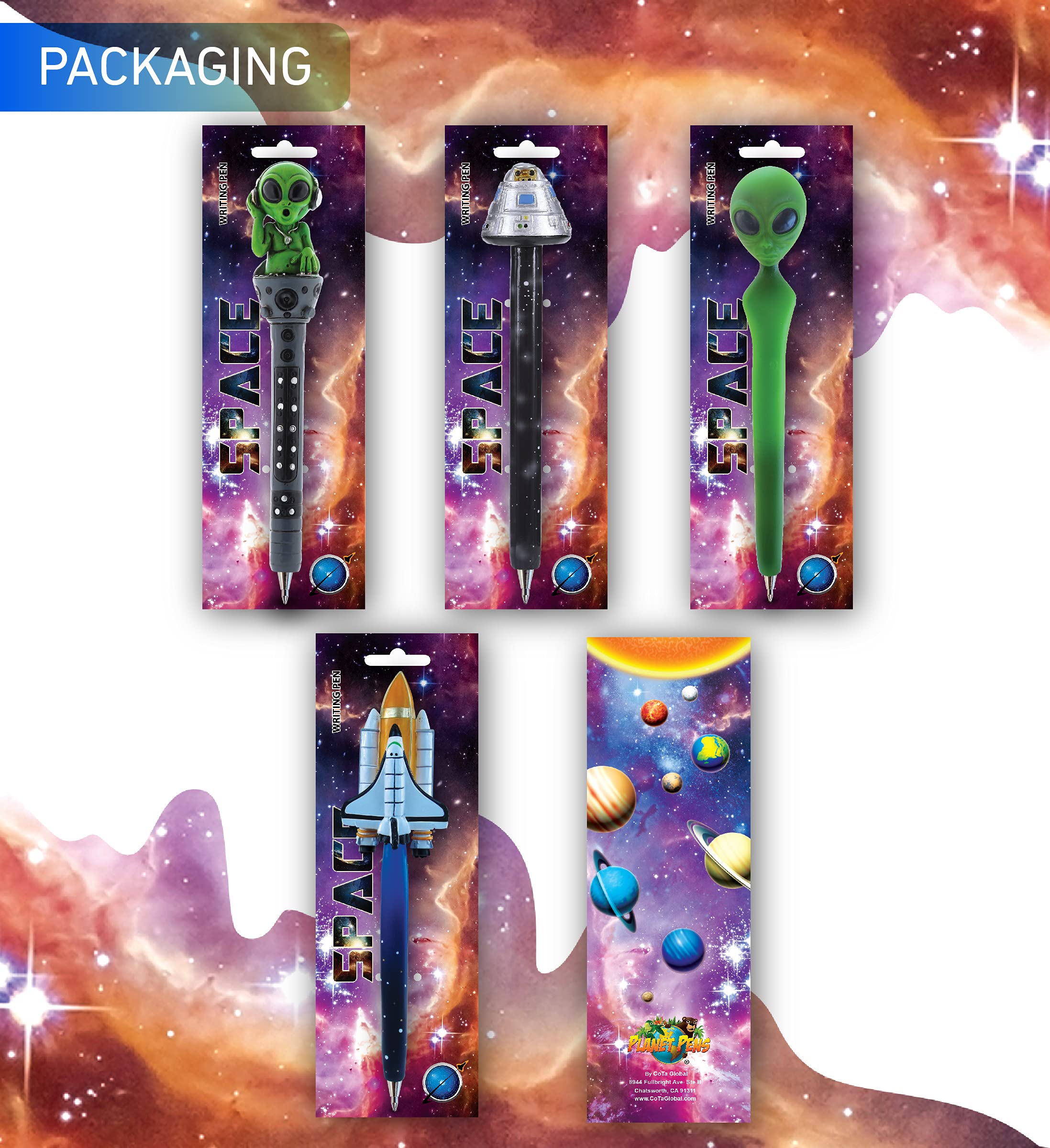 Space Themed Novelty Ballpoint Pens - Fun Astronaut, UFO, and Alien Design Pens for Kids & Adults - Perfect for School, Office, and Gift Giving - Unique Writing Instruments for Sci-Fi Fans and Space Enthusiasts