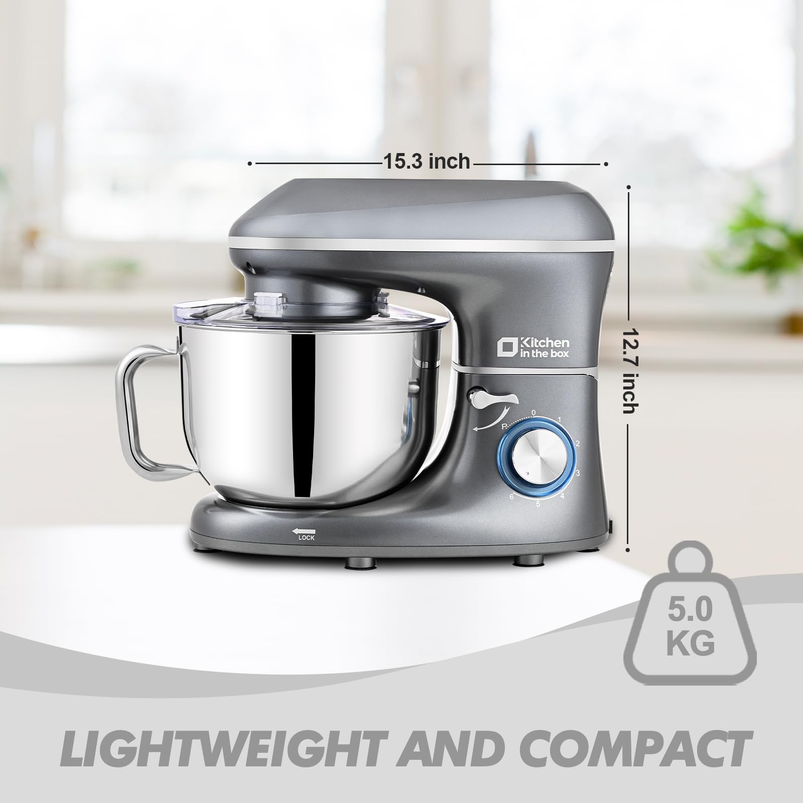6.5QT 660W Stand Mixer - 6-Speed Tilt-Head Electric Kitchen Mixer with Dough Hook, Wire Whip & Beater | Dishwasher Safe | Perfect for Baking, Cooking & Mixing Dough (Grey)