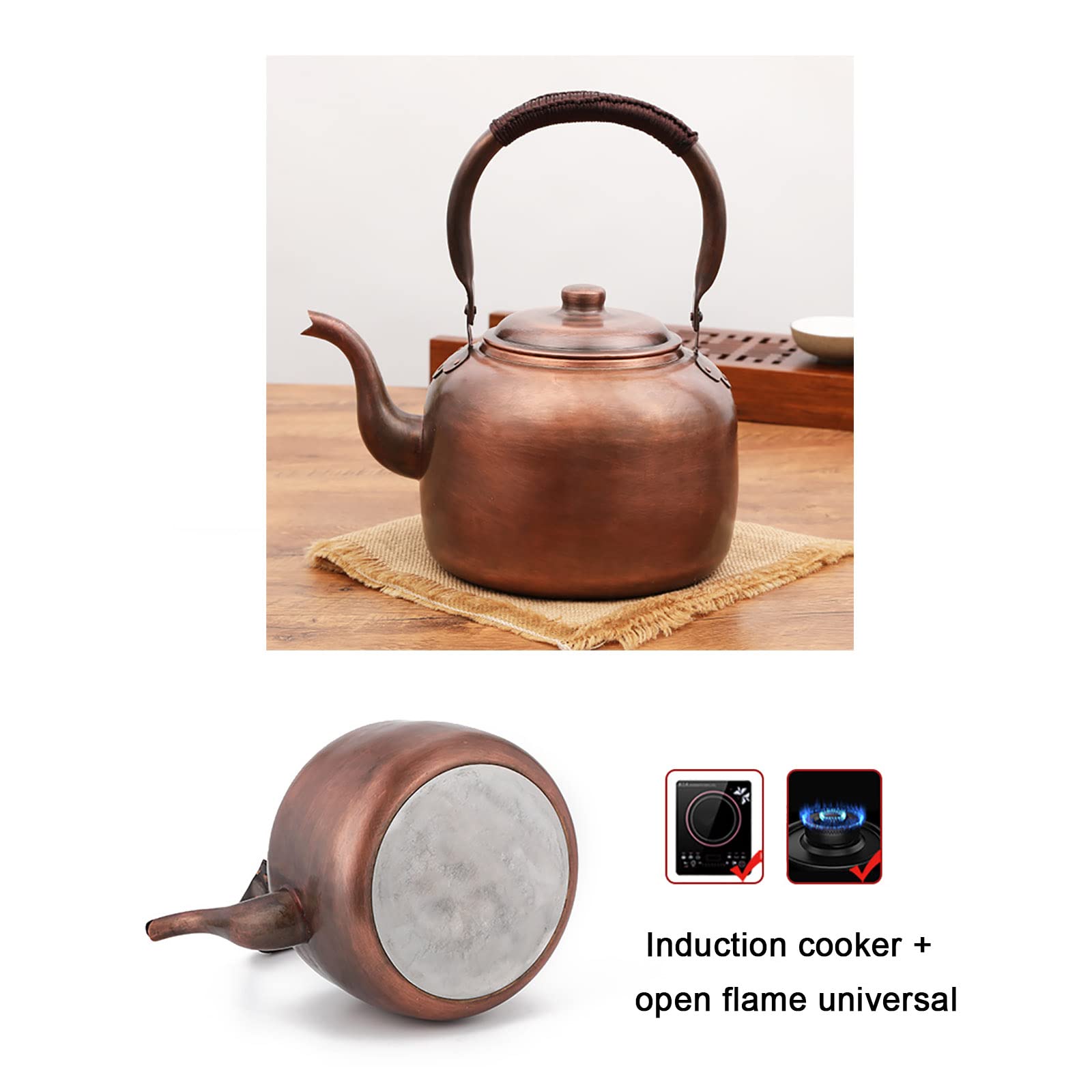 SIJIN Whistling Tea Kettle - 3L/5L Copper Stovetop Teapot with Ergonomic Handle for Gas & Induction Cooktops - Perfect for Home Brewing, Camping & Kitchen Use