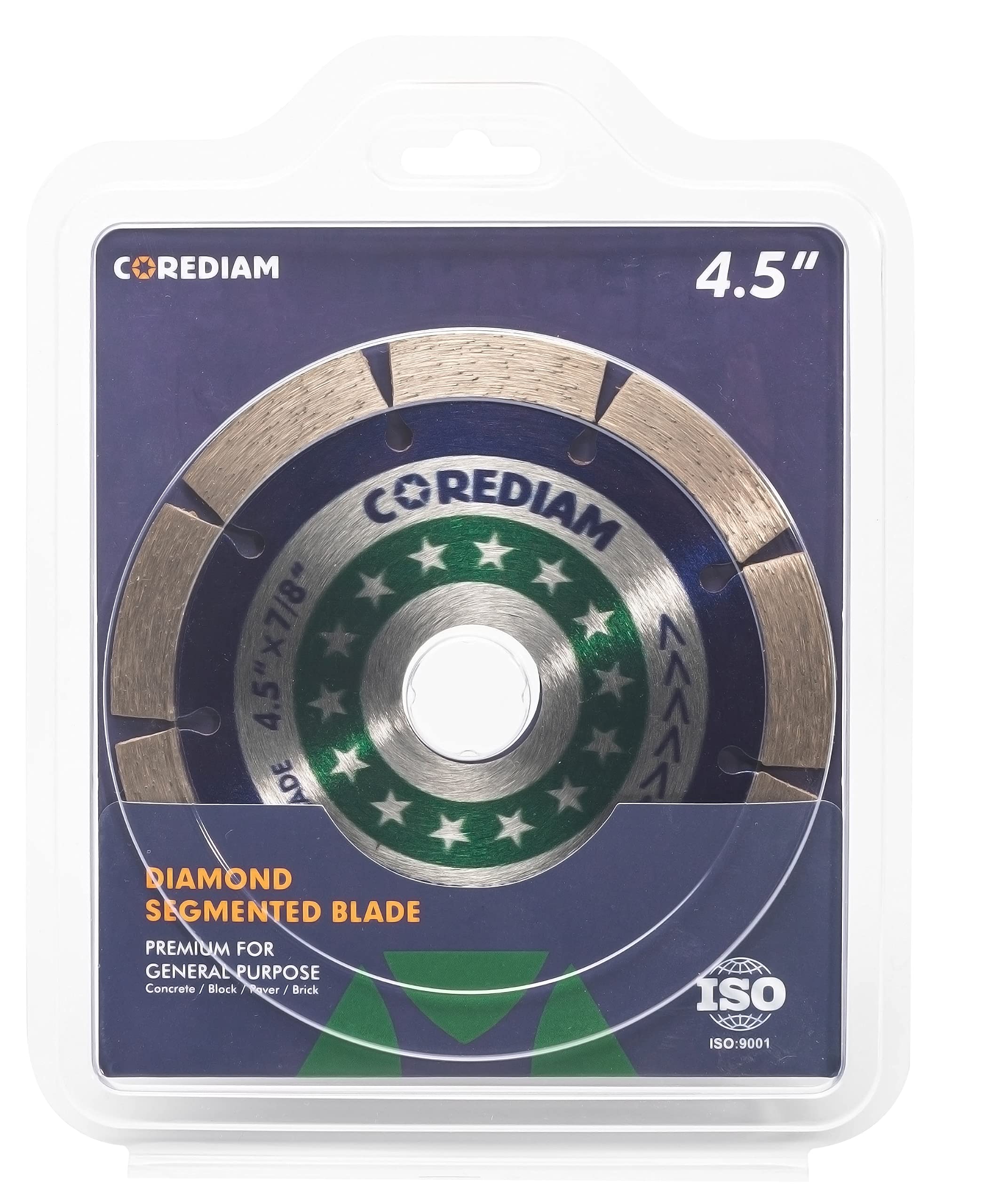 4.5 Inch Diamond Blade for Angle Grinder - Segmented General Purpose Wet/Dry Cutting Tool for Concrete, Brick, Masonry, Stone, Block & Pavers (7/8